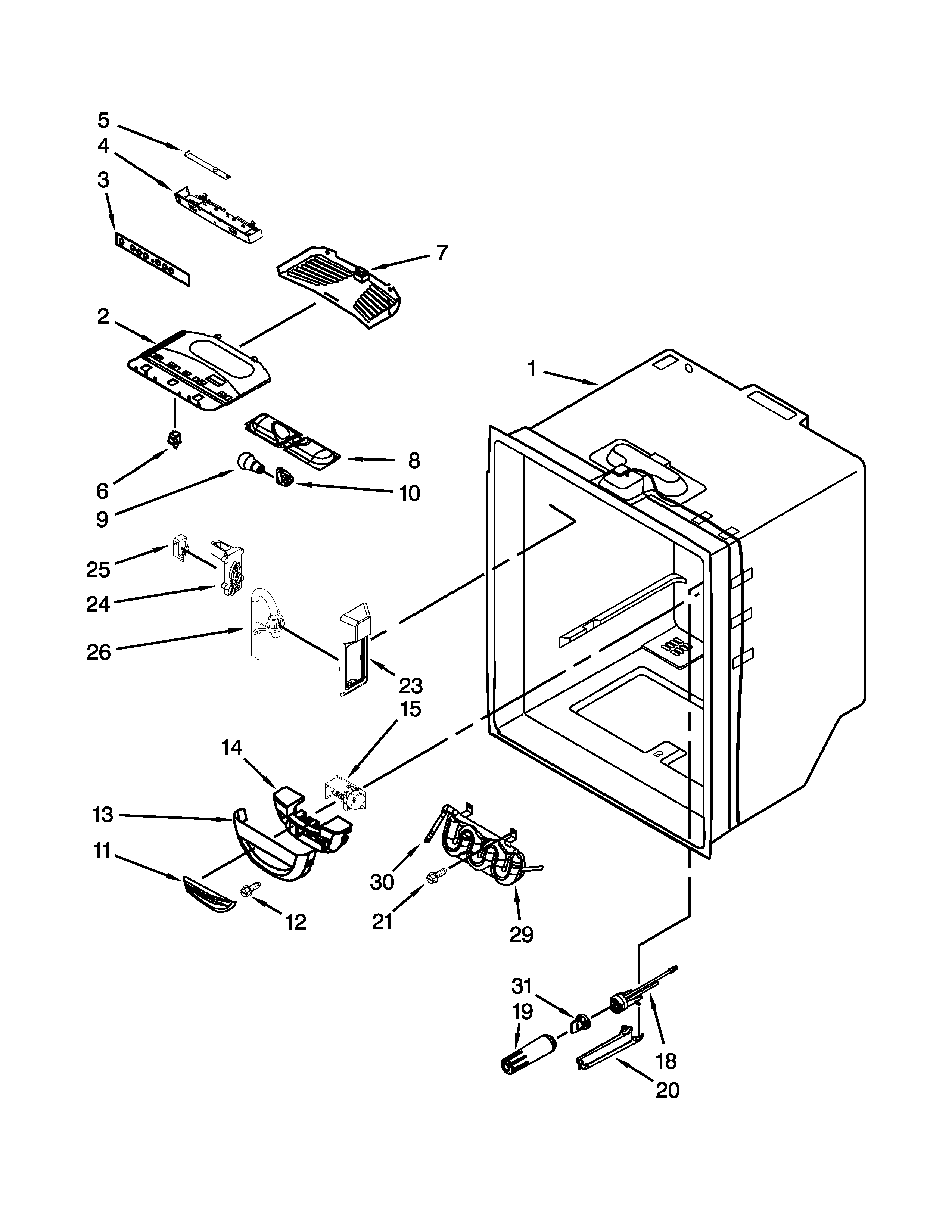 Jenn-Air JFC2290VTB5 refrigerator liner parts diagram