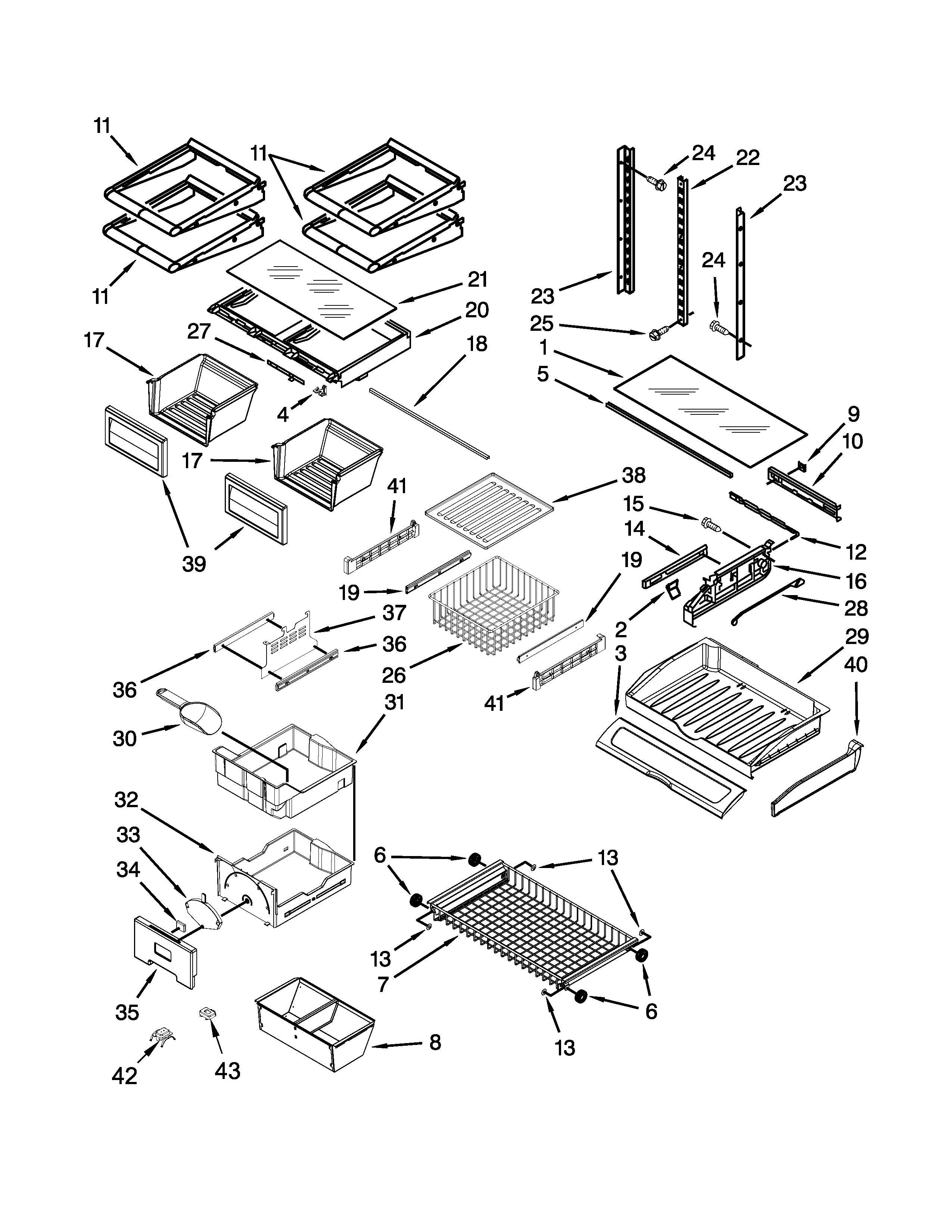 Jenn-Air JFC2290VTB5 shelf parts diagram