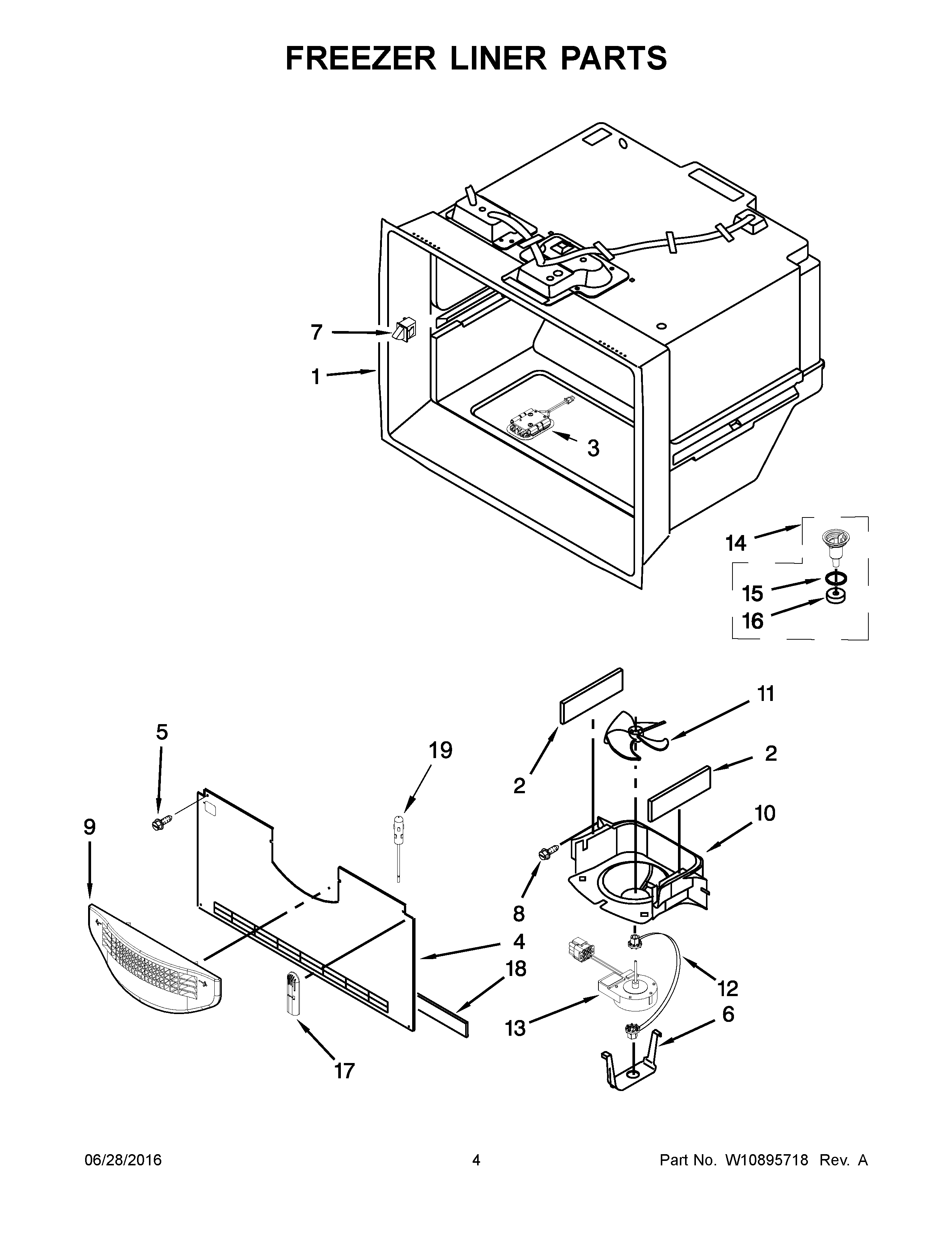 KitchenAid KRFF707EBS00 freezer liner parts diagram