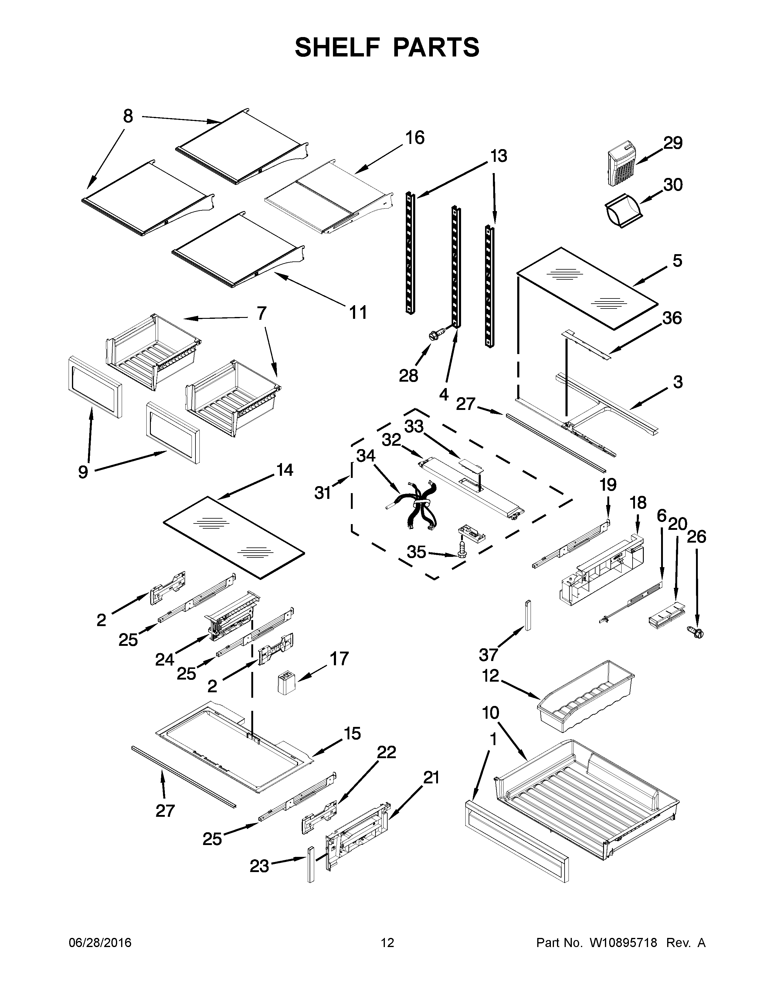 KitchenAid KRFF707EBS00 shelf parts diagram