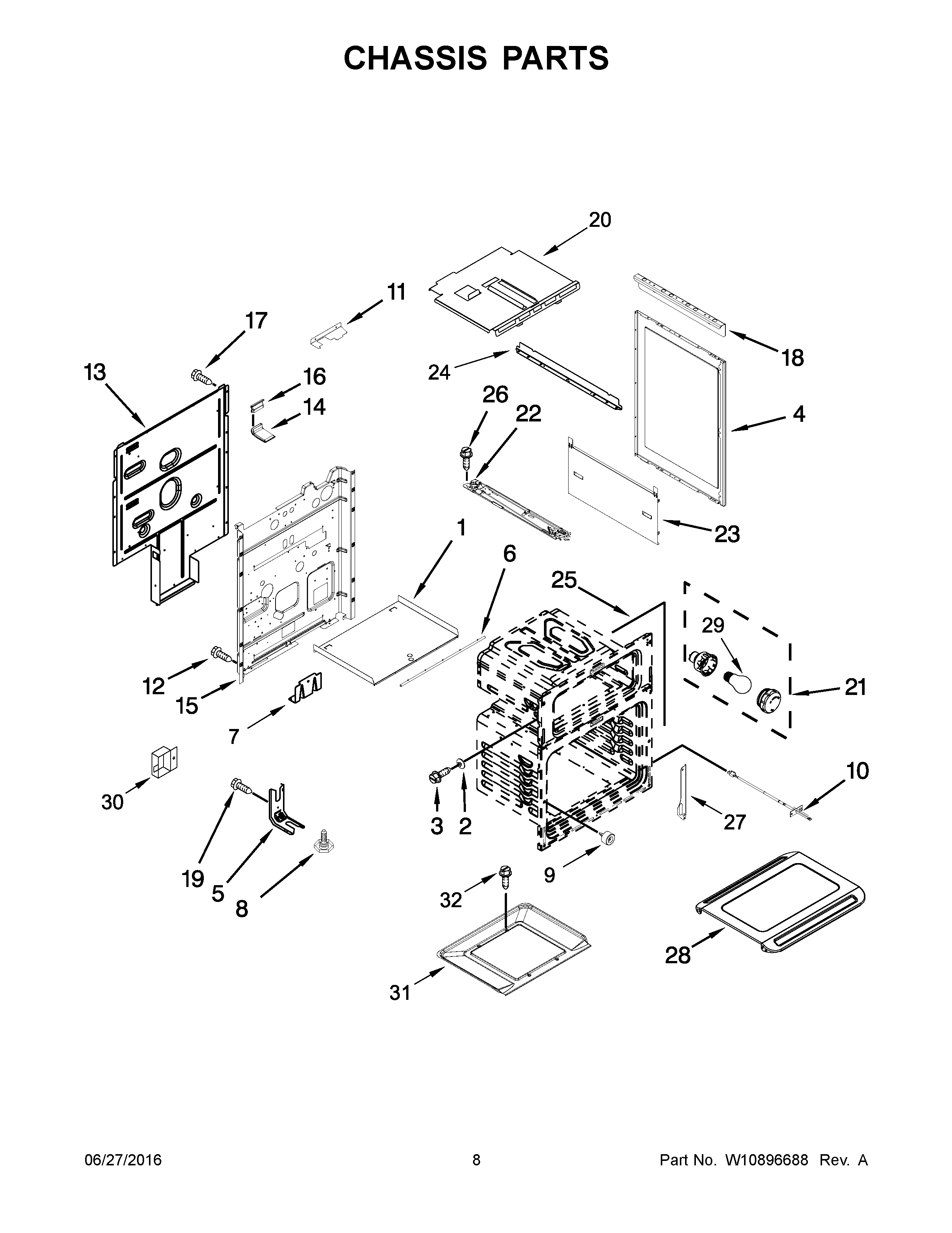 Whirlpool WGG745S0FS02 chassis parts diagram