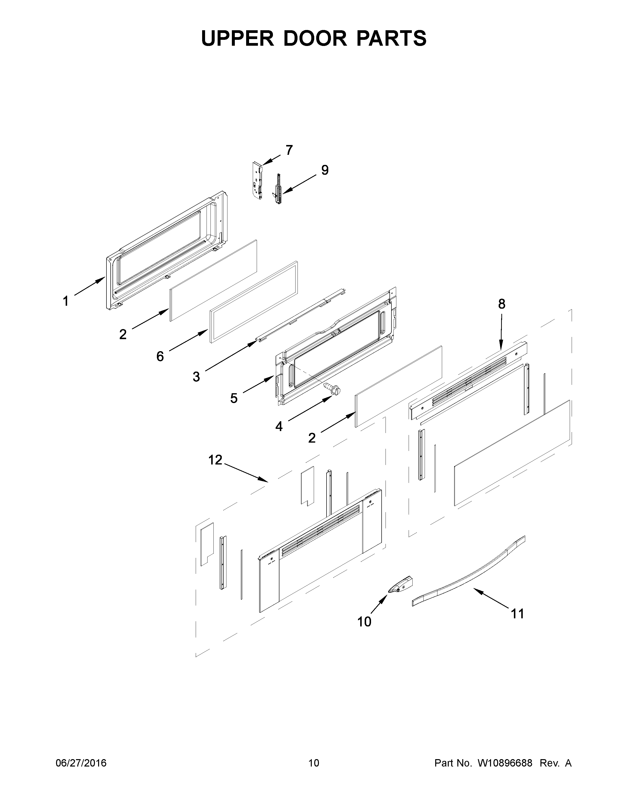 Whirlpool WGG745S0FS02 upper door parts diagram