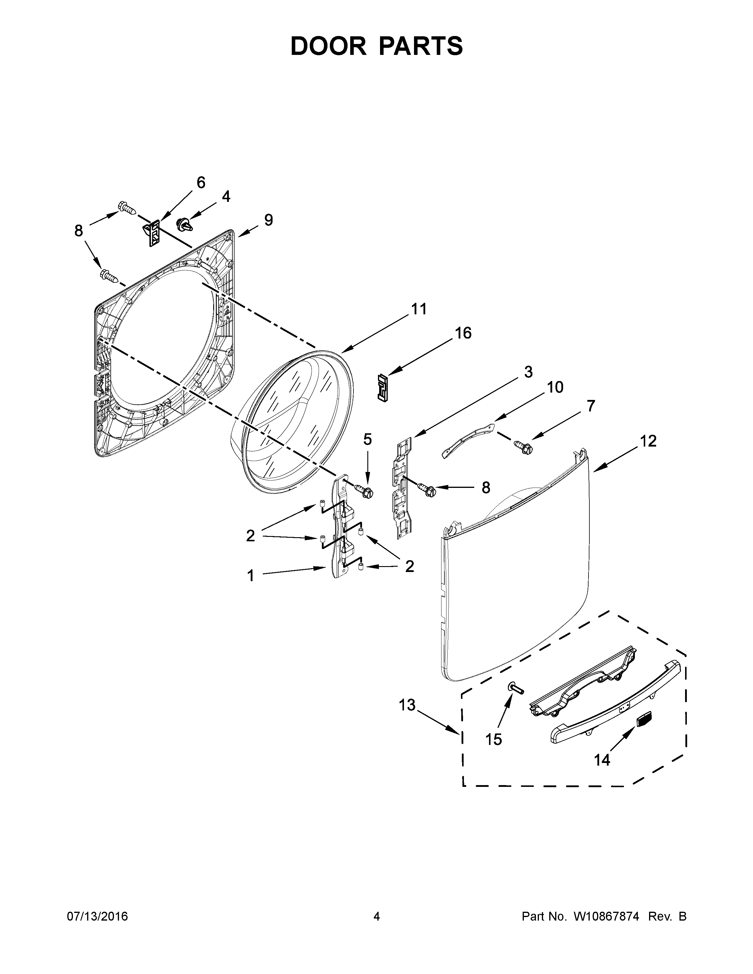 Maytag MHW3505FW0 door parts diagram