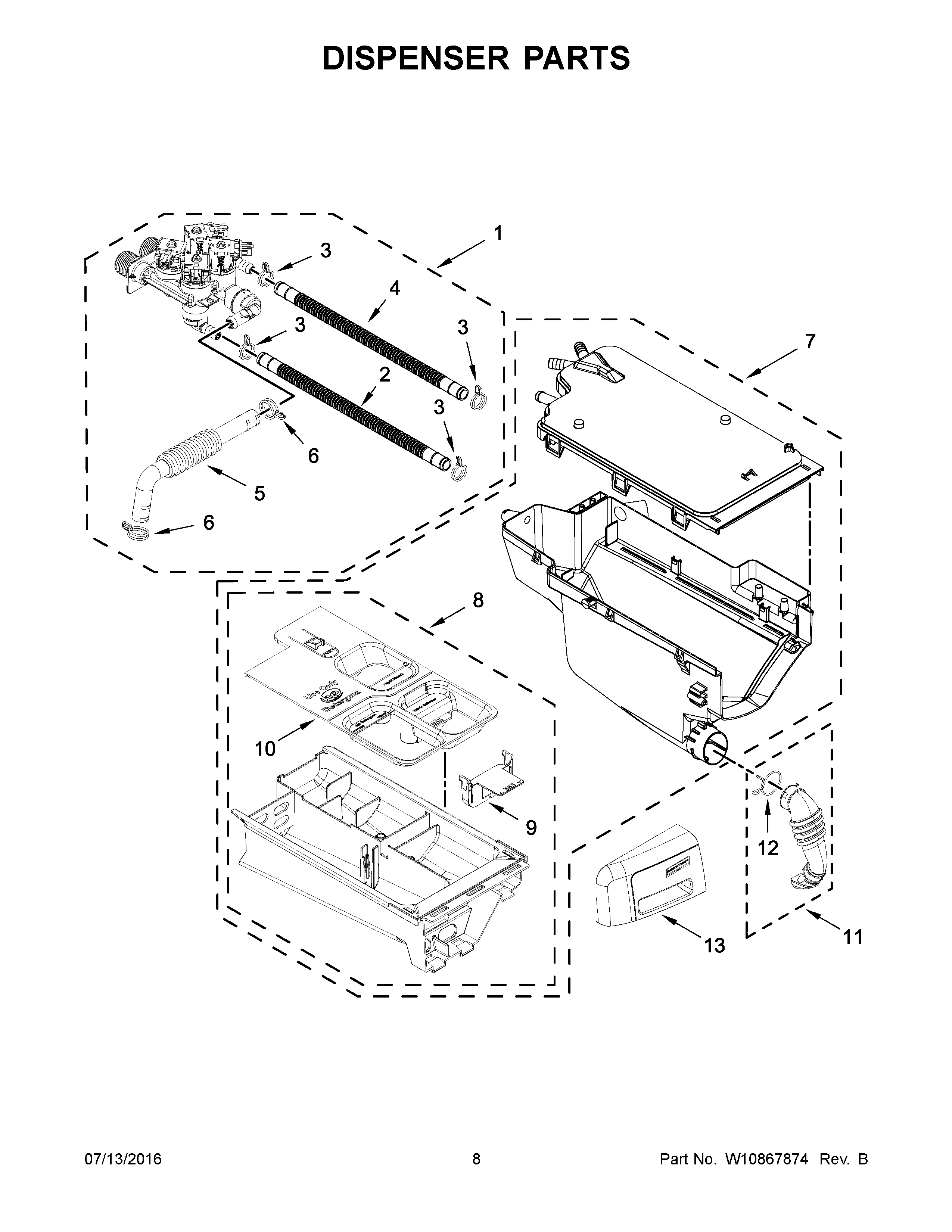 Maytag MHW3505FW0 dispenser parts diagram