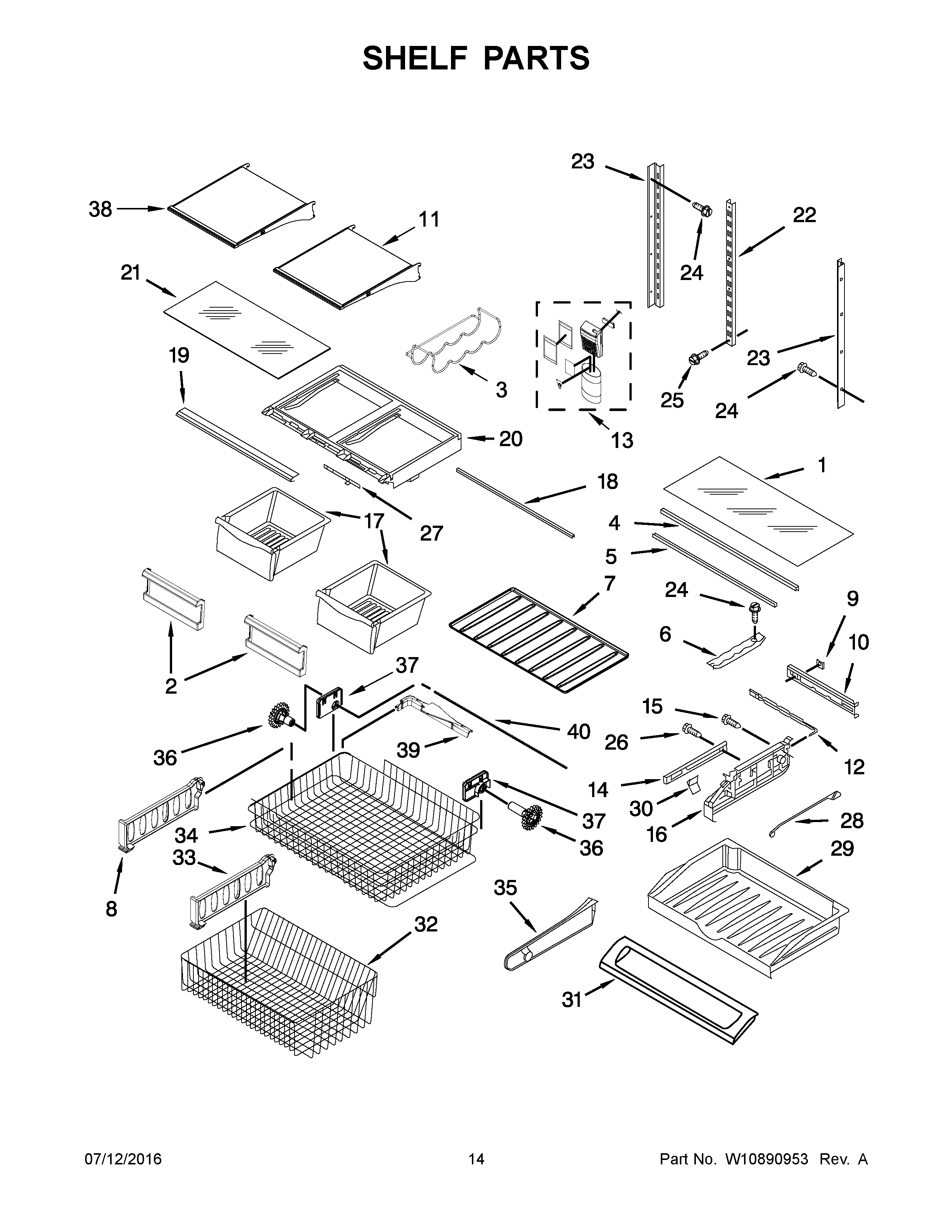 KitchenAid KRFC300EBS00 shelf parts diagram