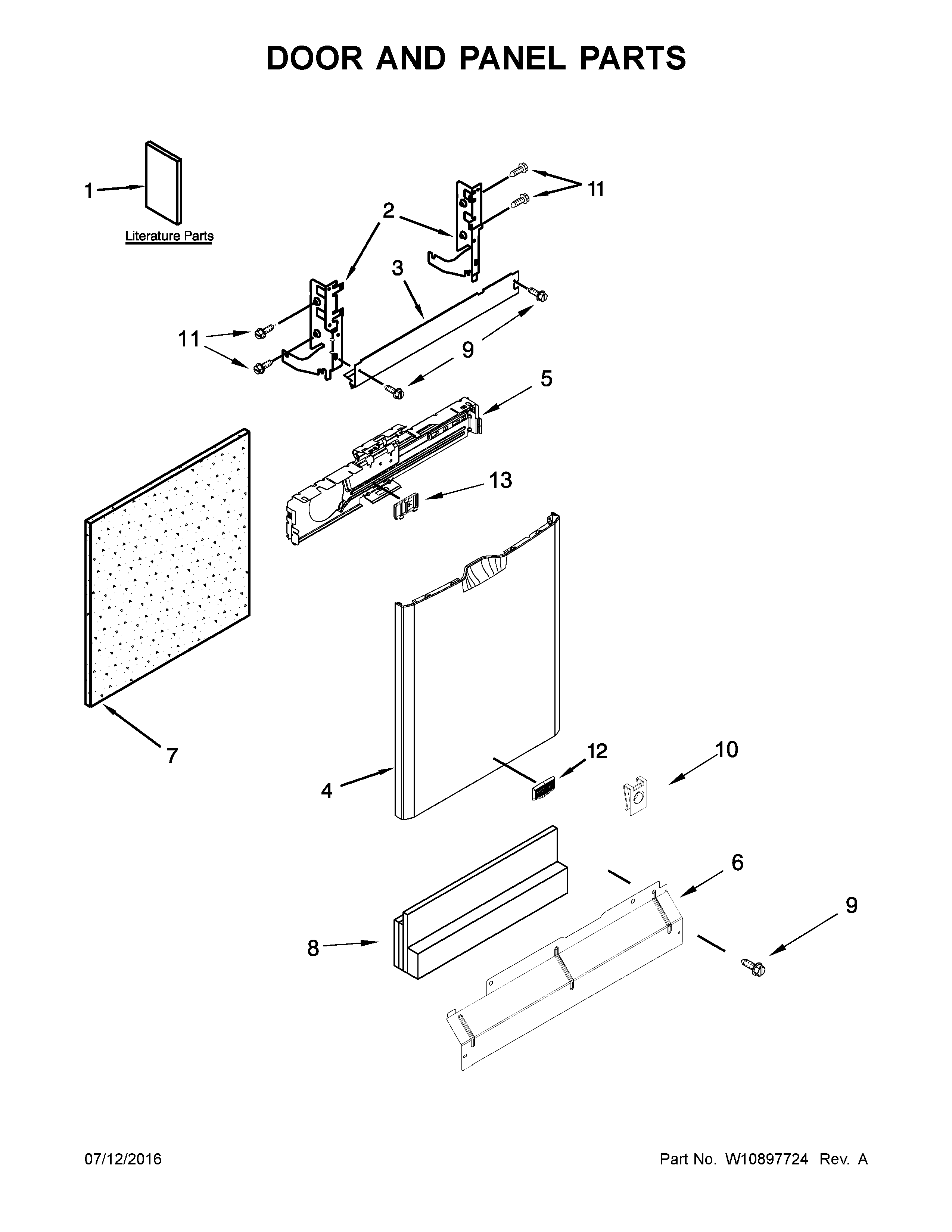 Maytag MDB7949SDH3 door and panel parts diagram