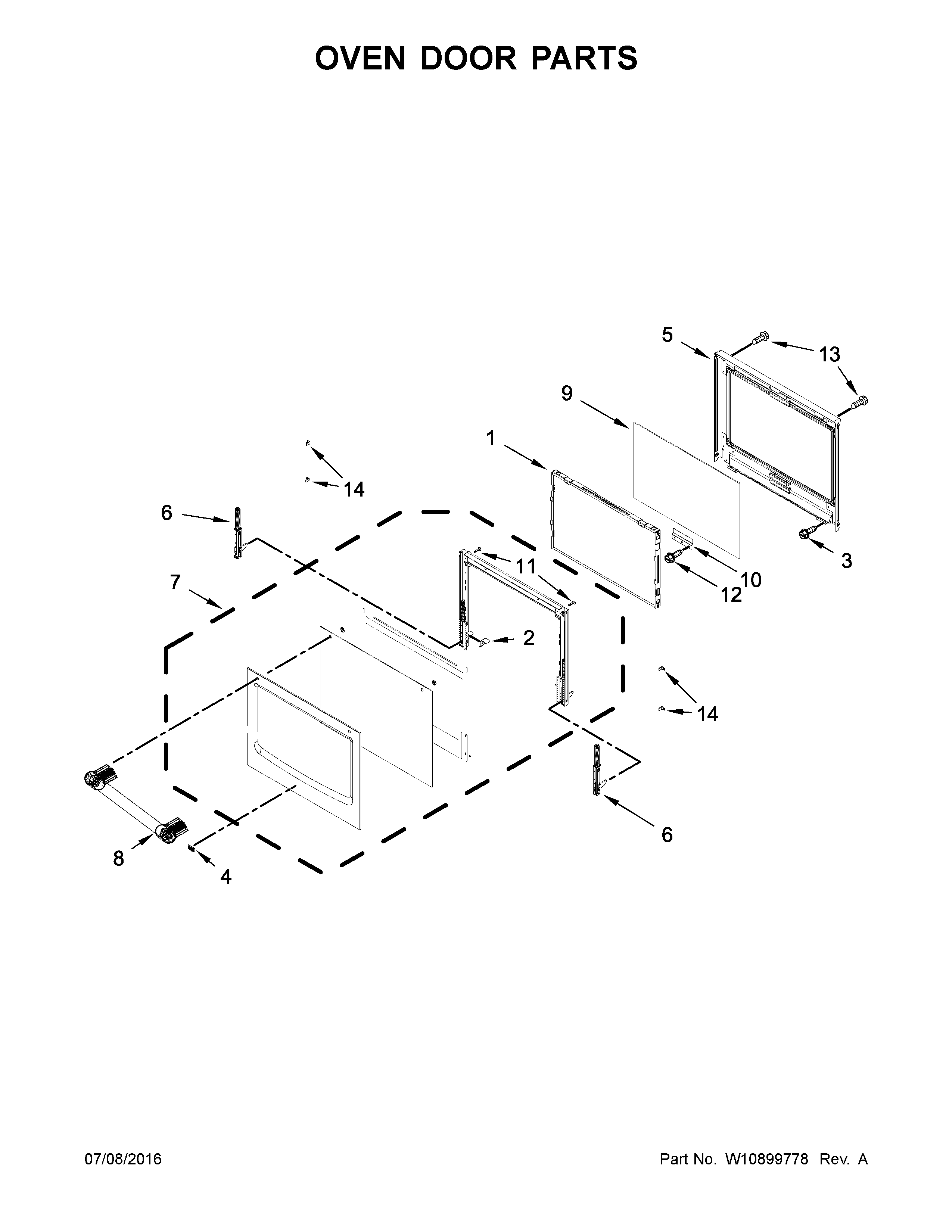 Maytag MEW9530FZ01 oven door parts diagram