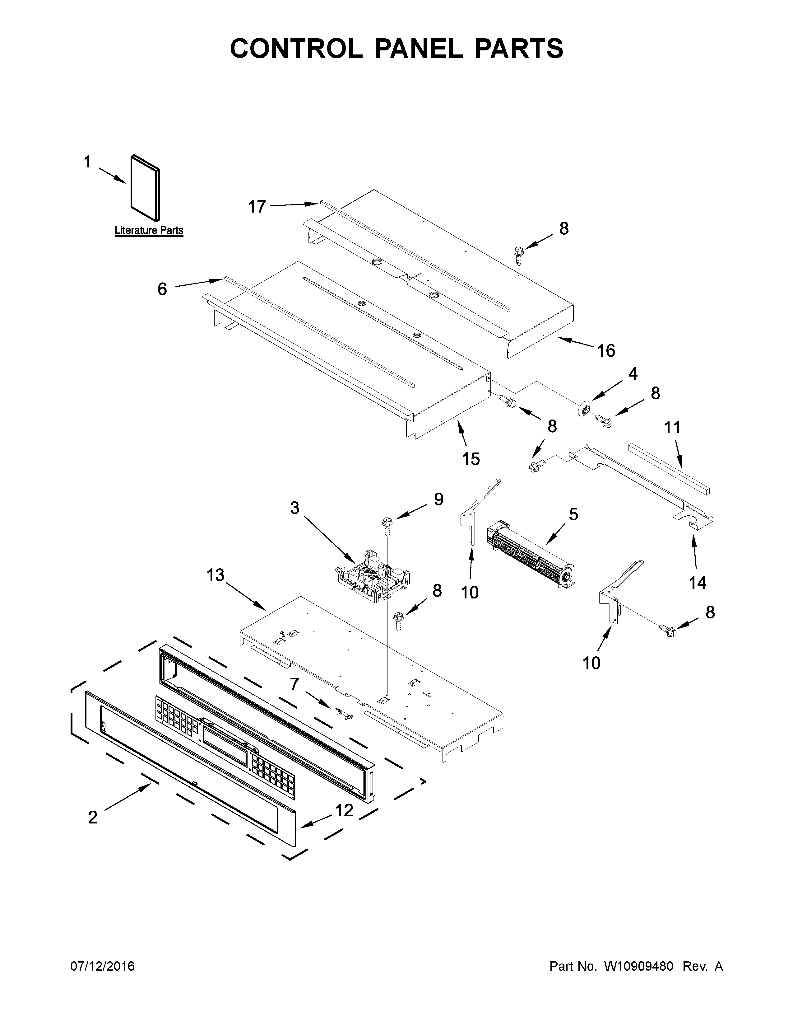 KitchenAid KOSE507EBS01 control panel parts diagram