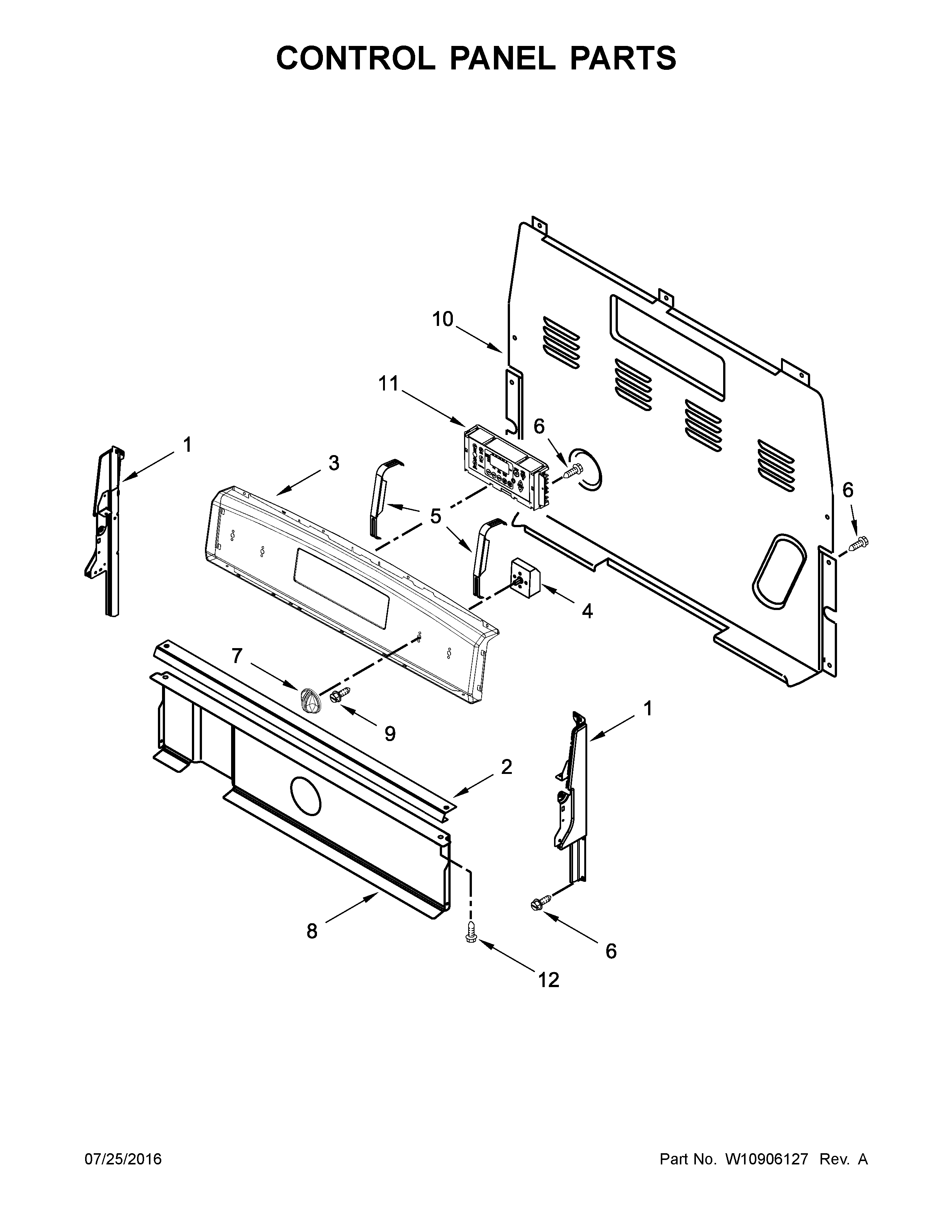 Amana AER6603SFW0 control panel parts diagram