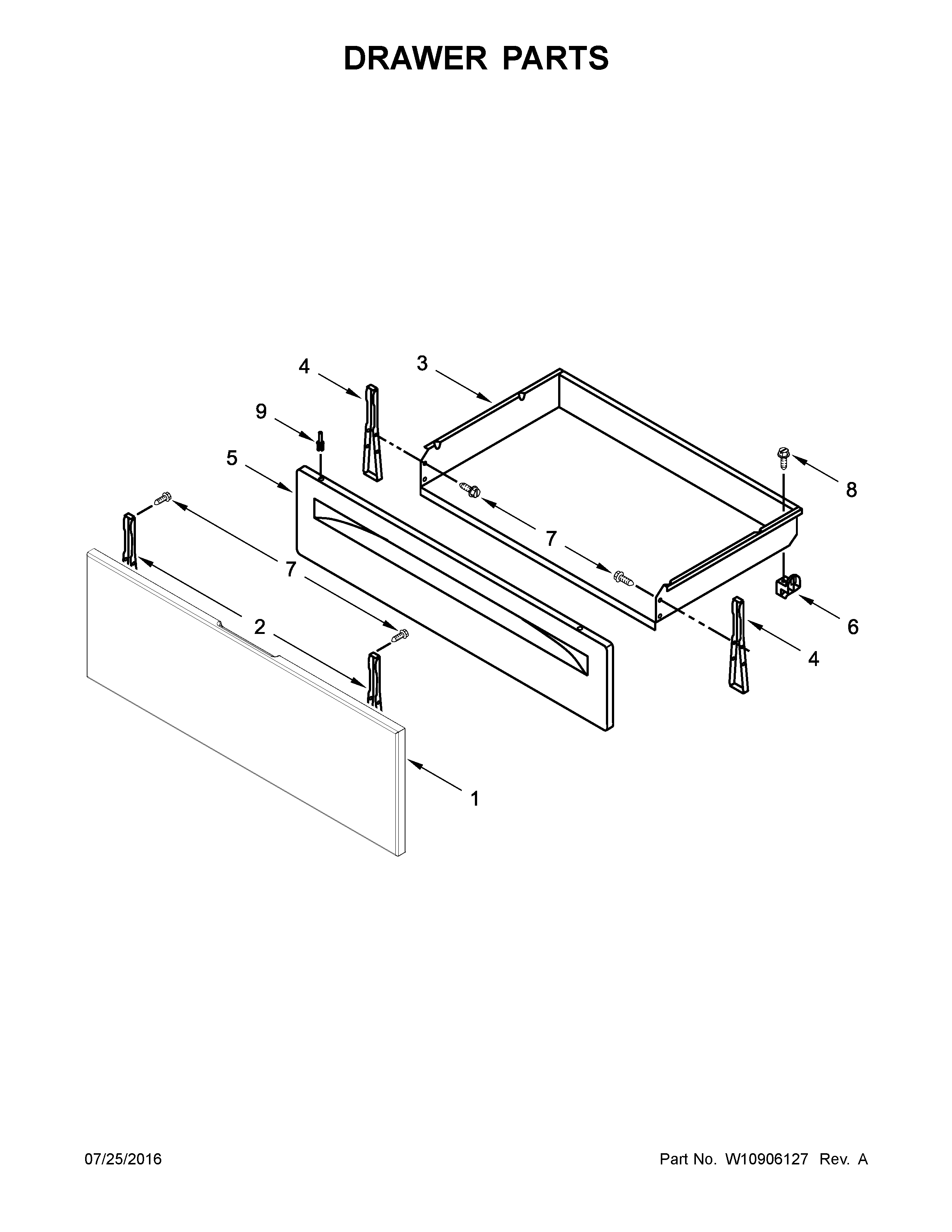 Amana AER6603SFW0 drawer parts diagram