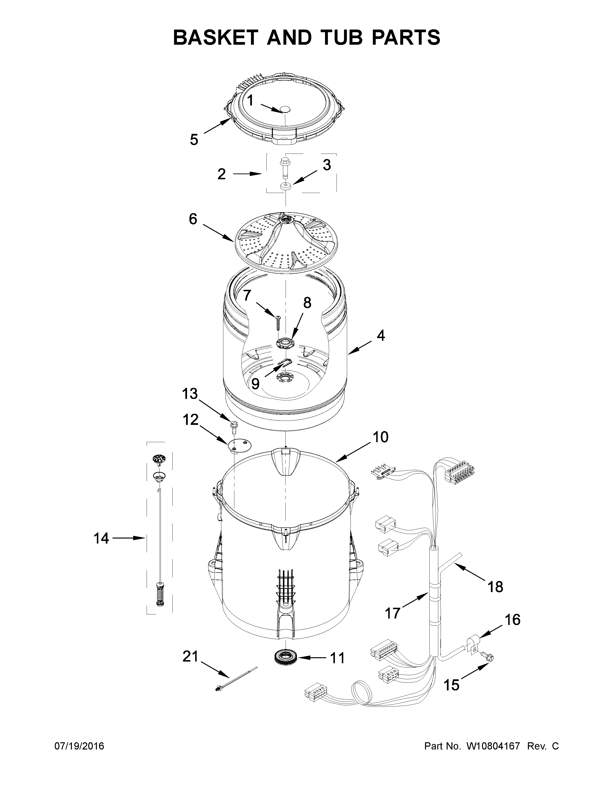 Inglis ITW4971EW0 basket and tub parts diagram