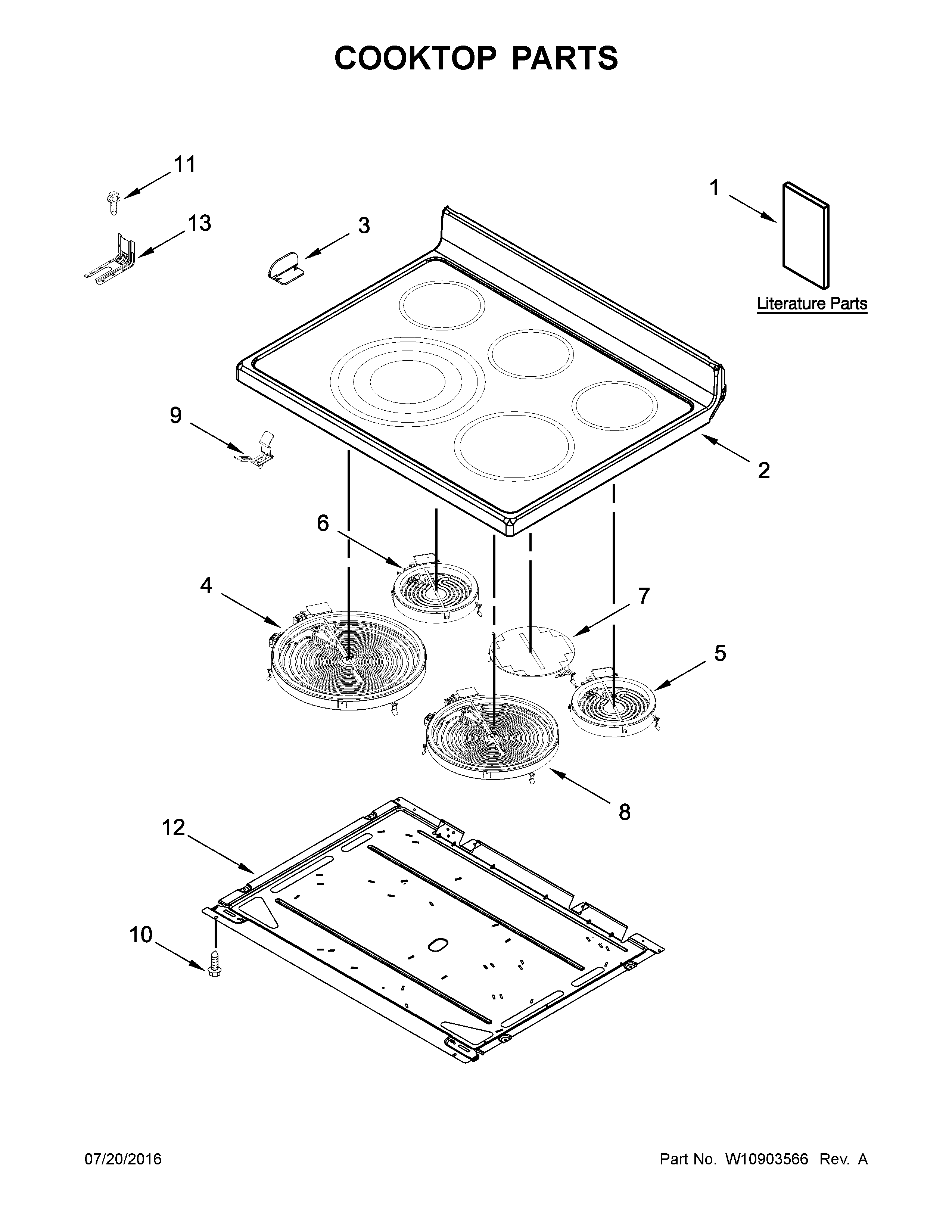Whirlpool YWFE770H0FZ0 cooktop parts diagram
