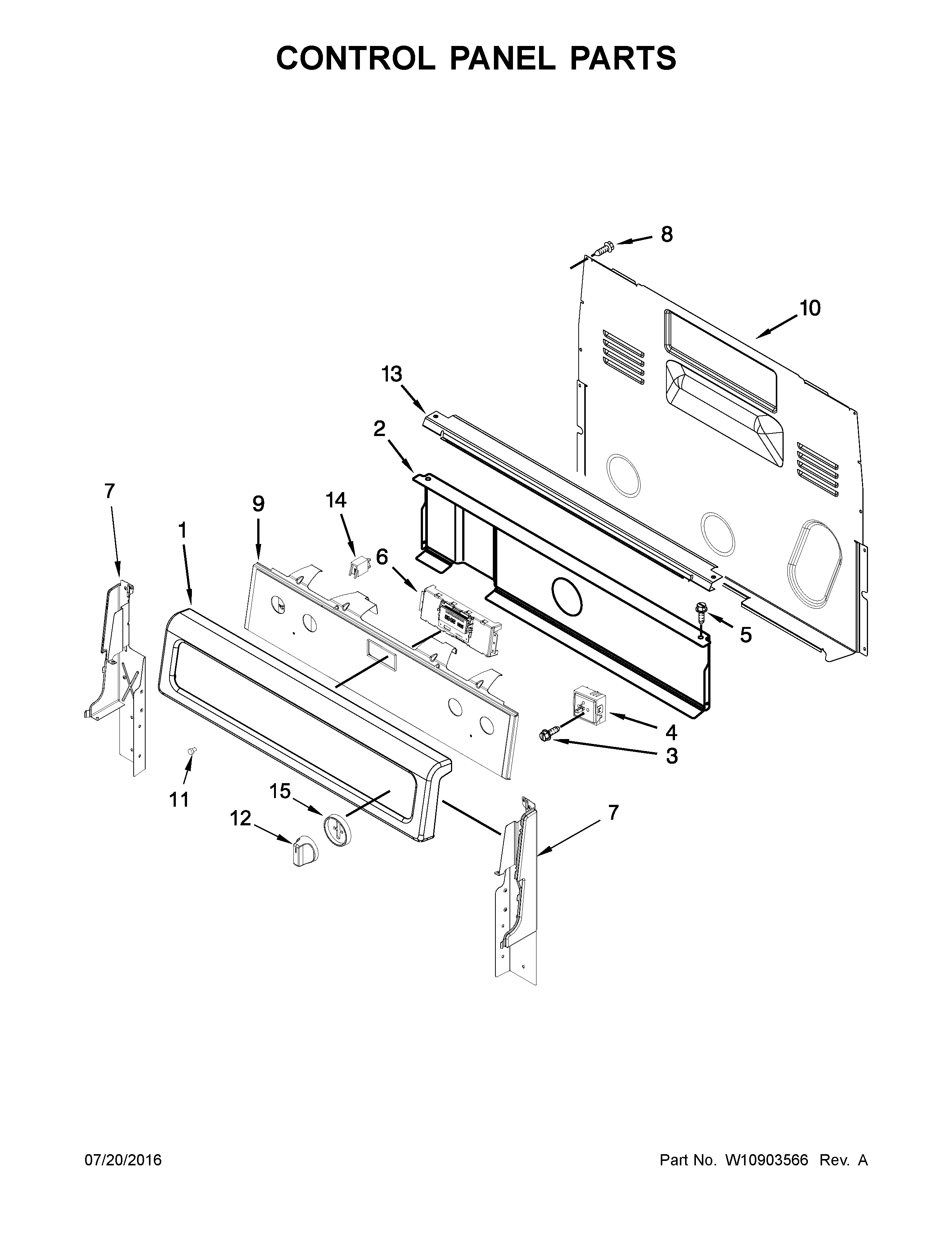 Whirlpool YWFE770H0FZ0 control panel parts diagram