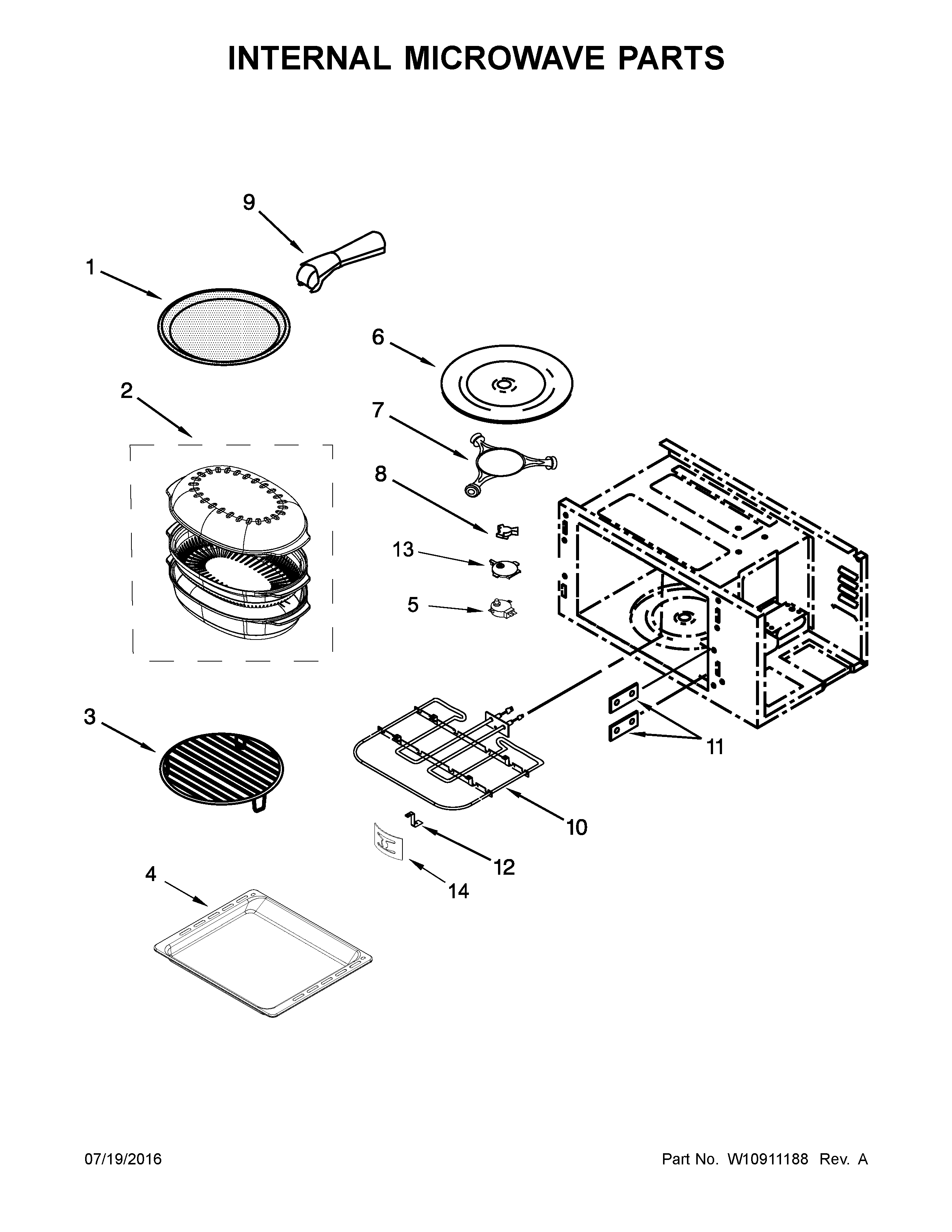 KitchenAid KOCE507EBS02 internal microwave parts diagram