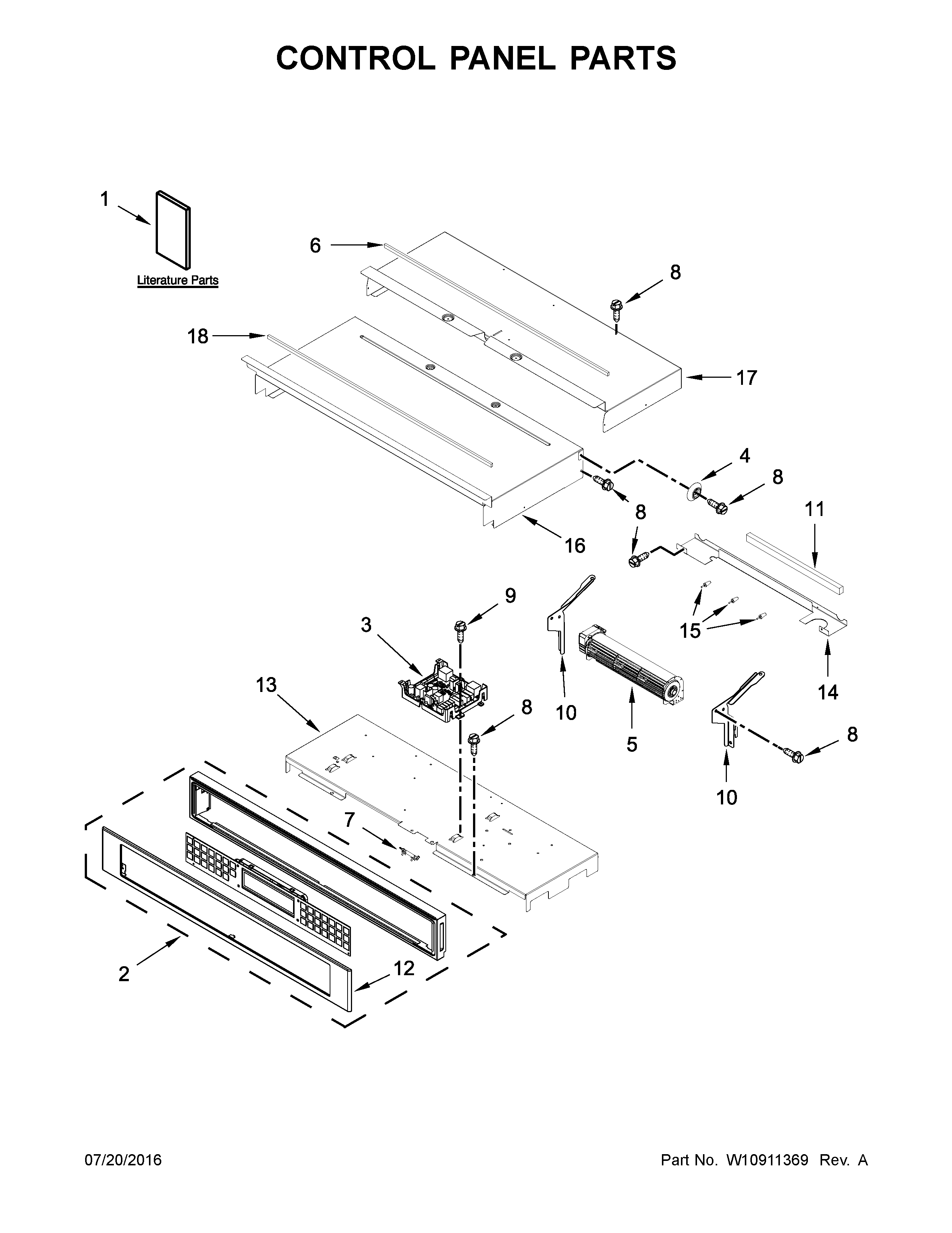 KitchenAid KODE307ESS02 control panel parts diagram