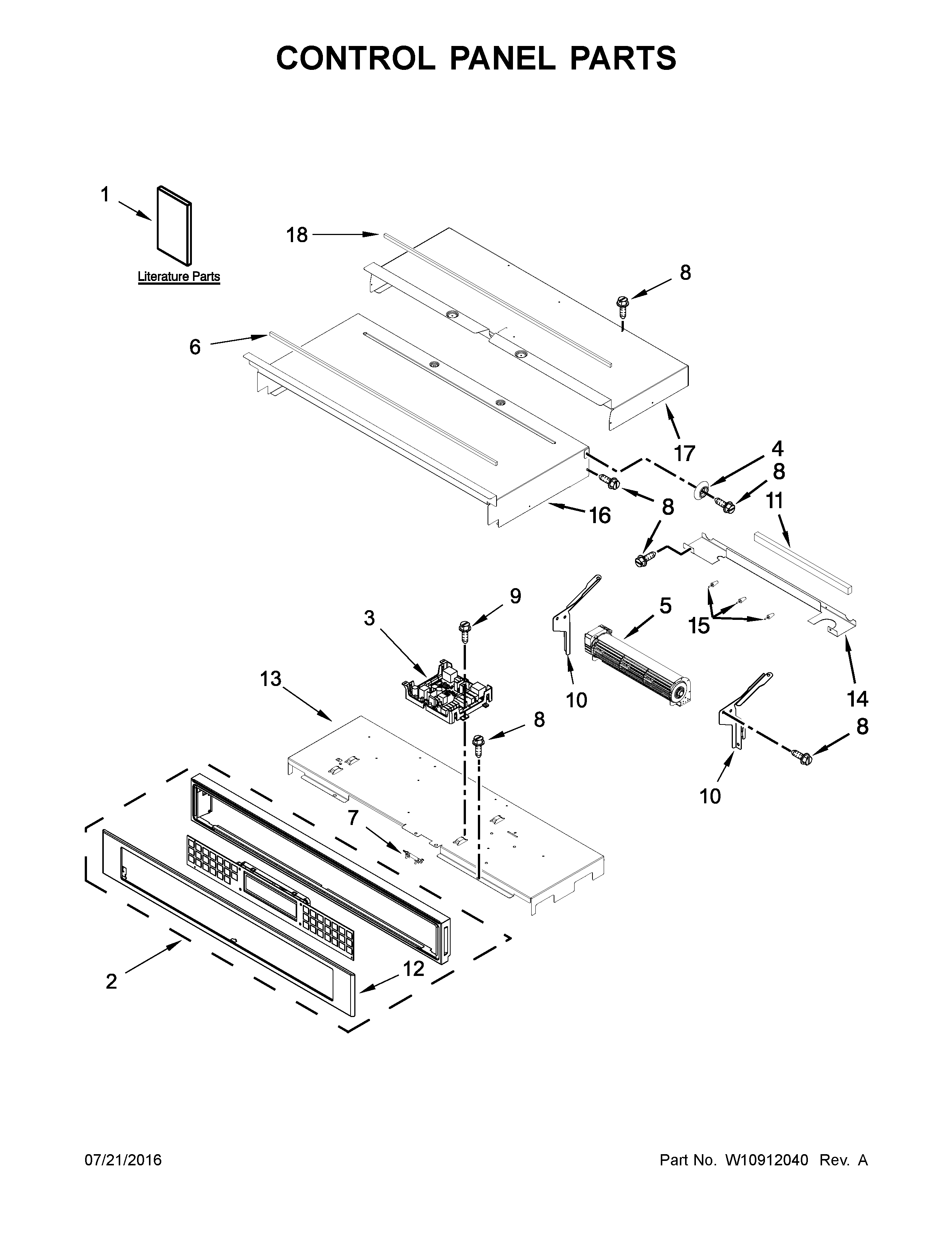 KitchenAid KODE500ESS02 control panel parts diagram