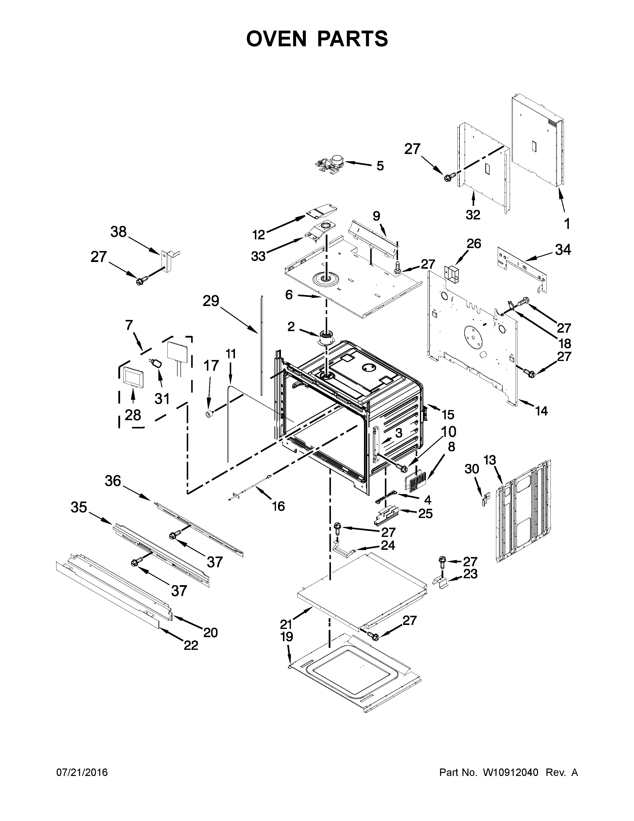 KitchenAid KODE500ESS02 oven parts diagram