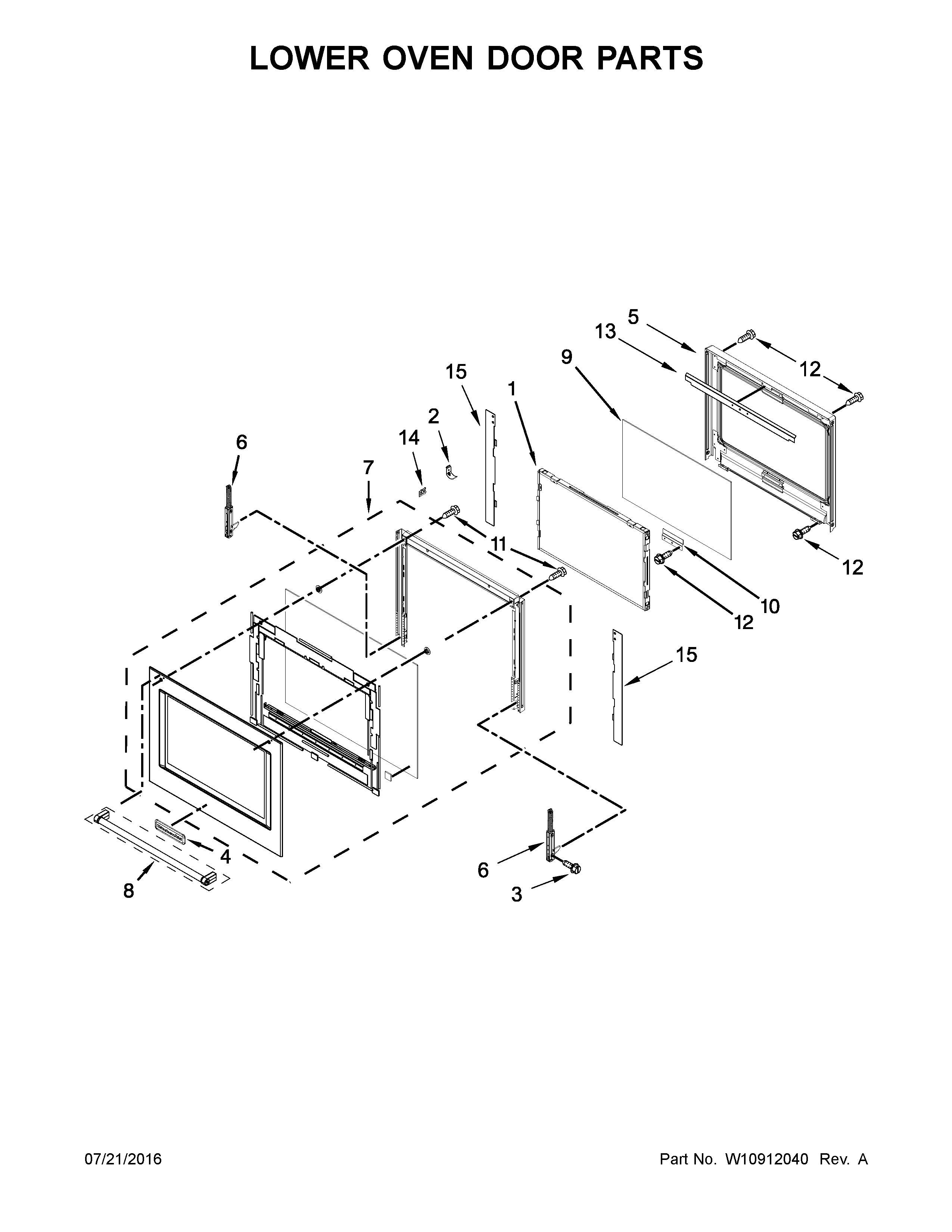 KitchenAid KODE500ESS02 lower oven door parts diagram