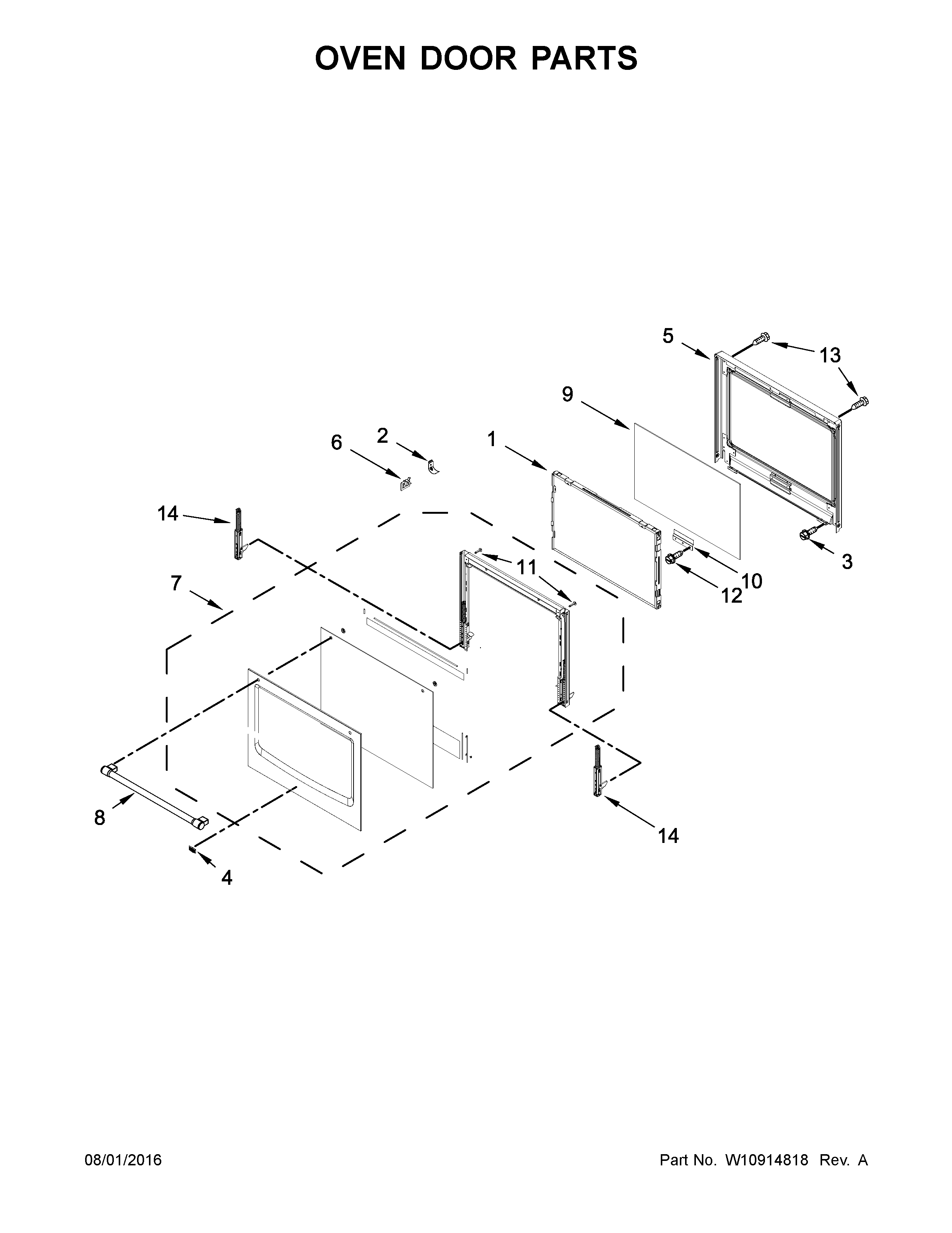 Maytag MEW9527FZ01 oven door parts diagram