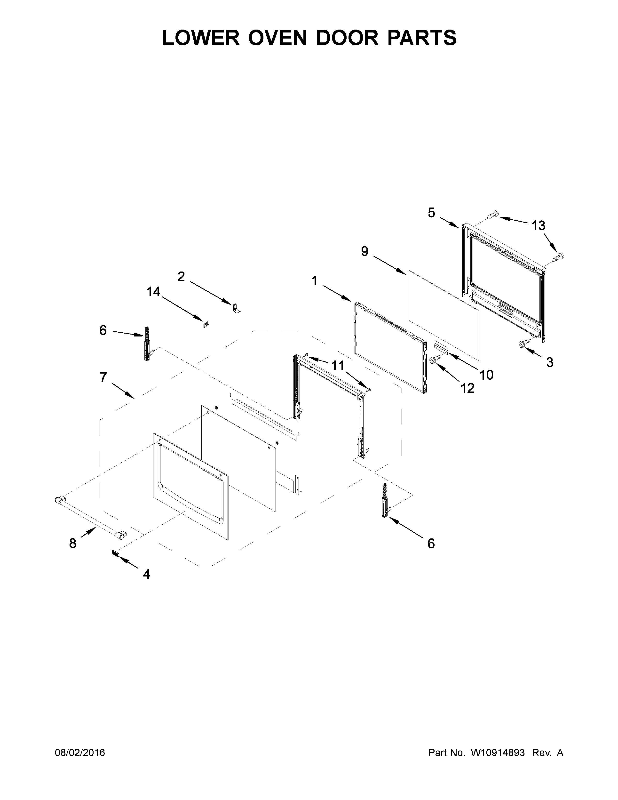 Maytag MEW9627FZ01 lower oven door parts diagram