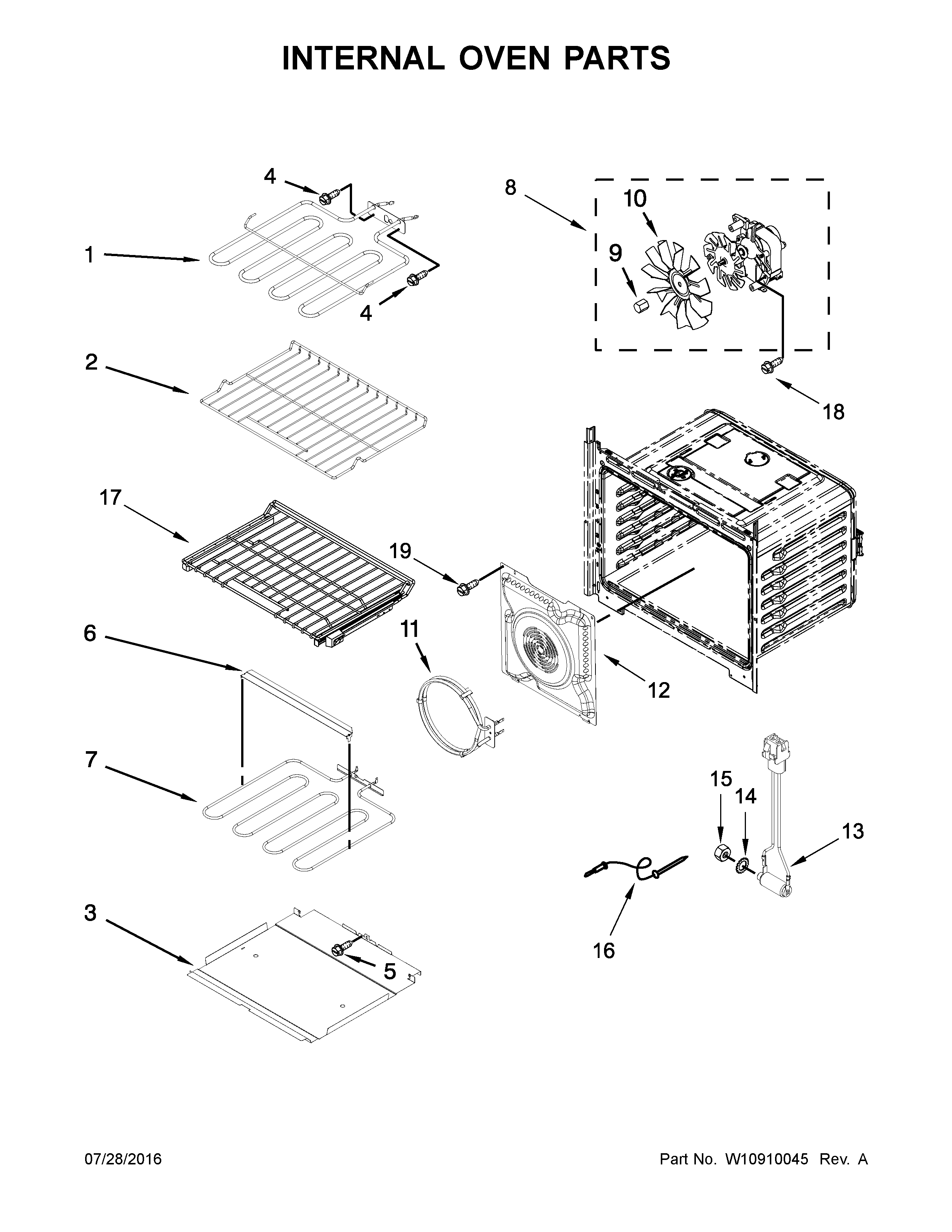 Whirlpool WOD97ES0ES02 internal oven parts diagram
