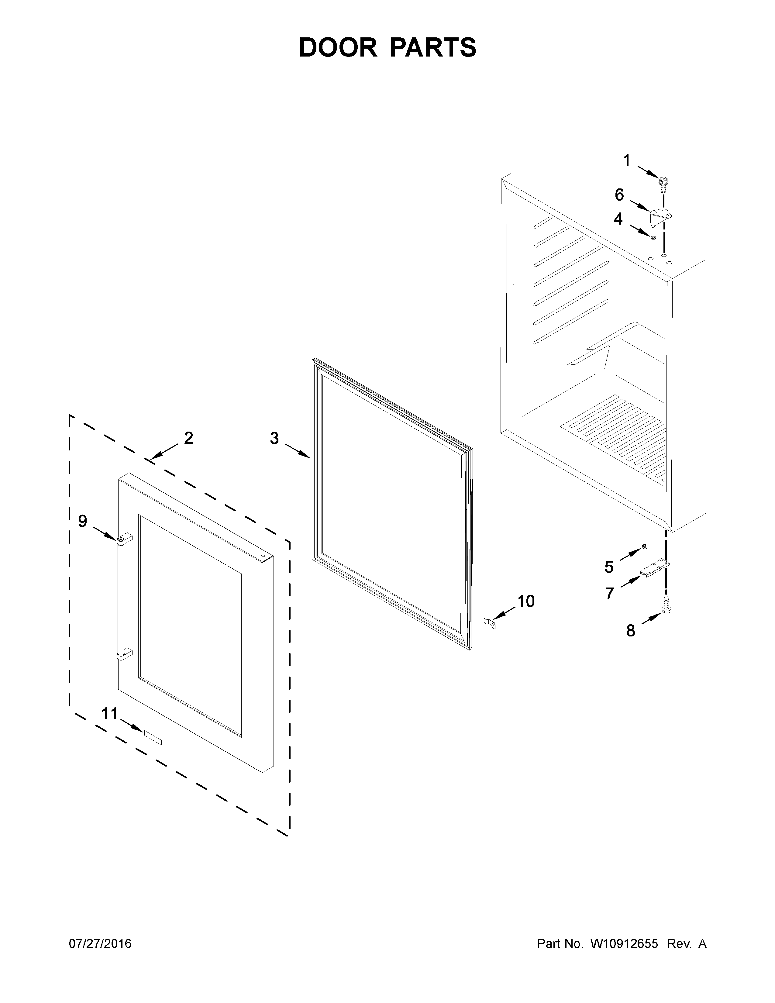 KitchenAid KURL304EBS00 door parts diagram