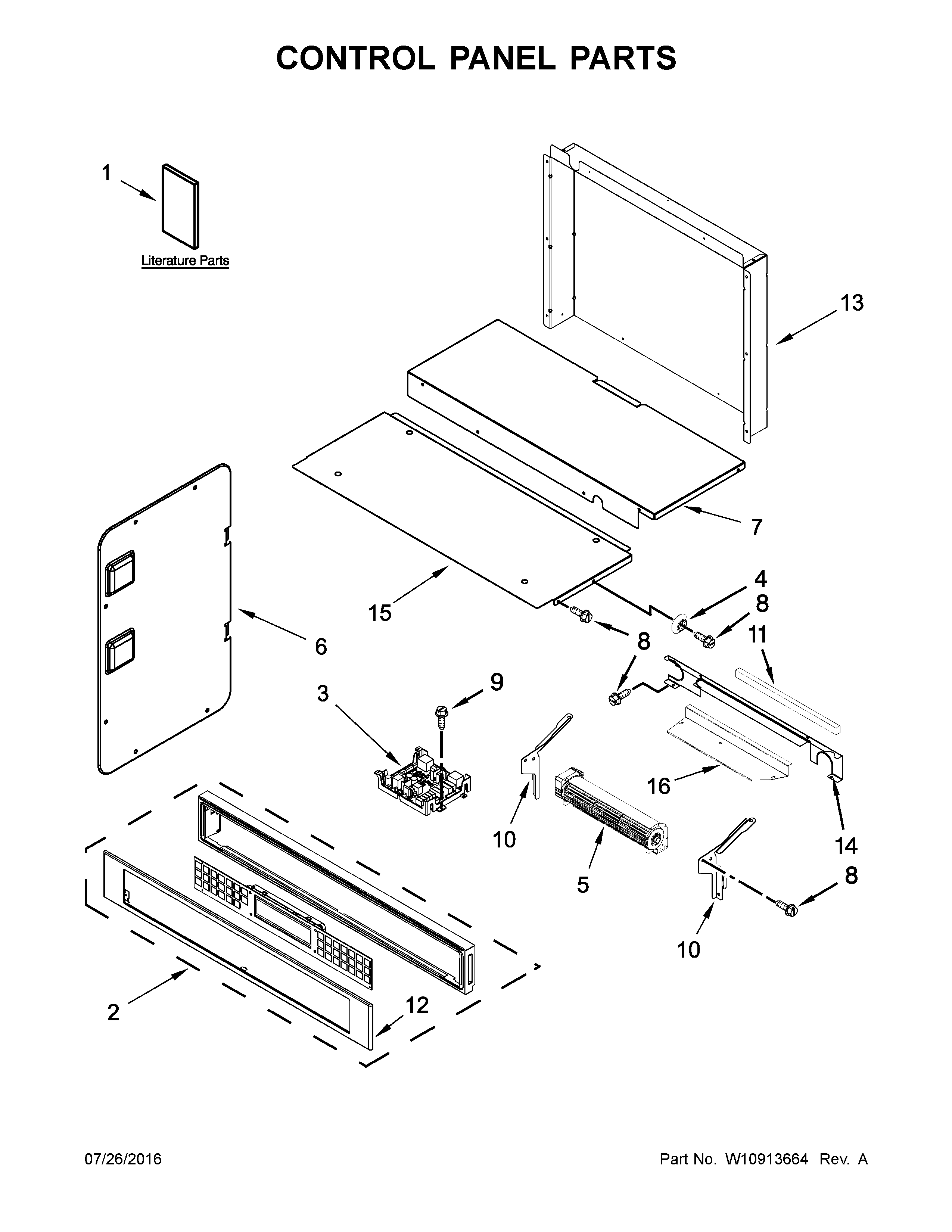 KitchenAid KOCE507EWH05 control panel parts diagram