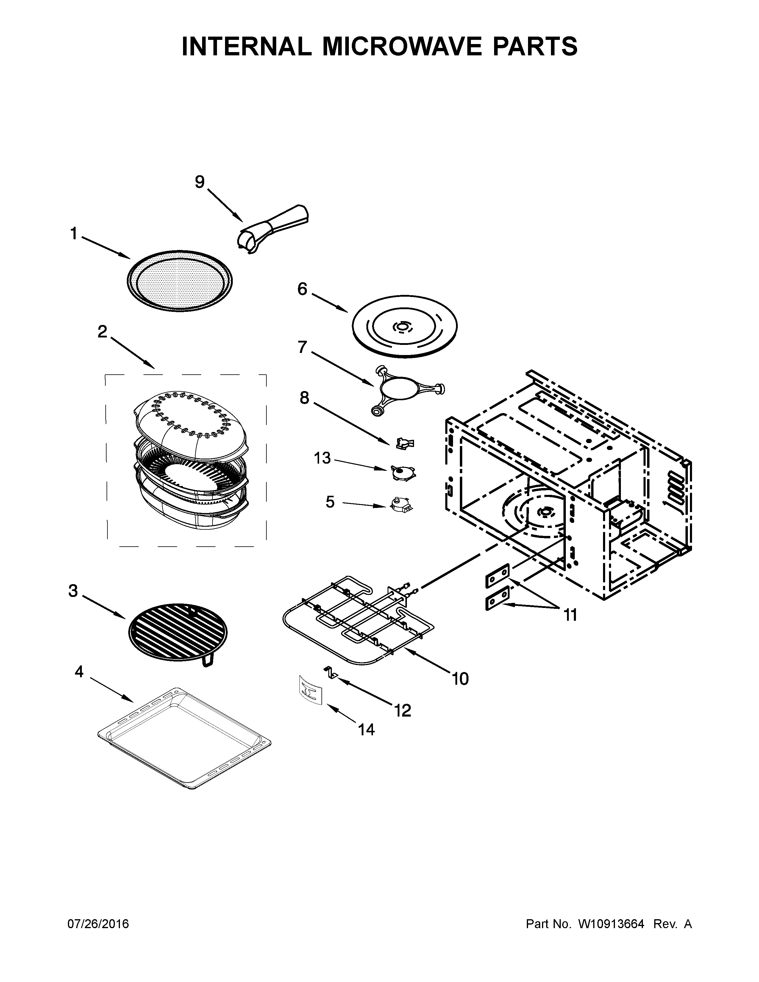 KitchenAid KOCE507EWH05 internal microwave parts diagram