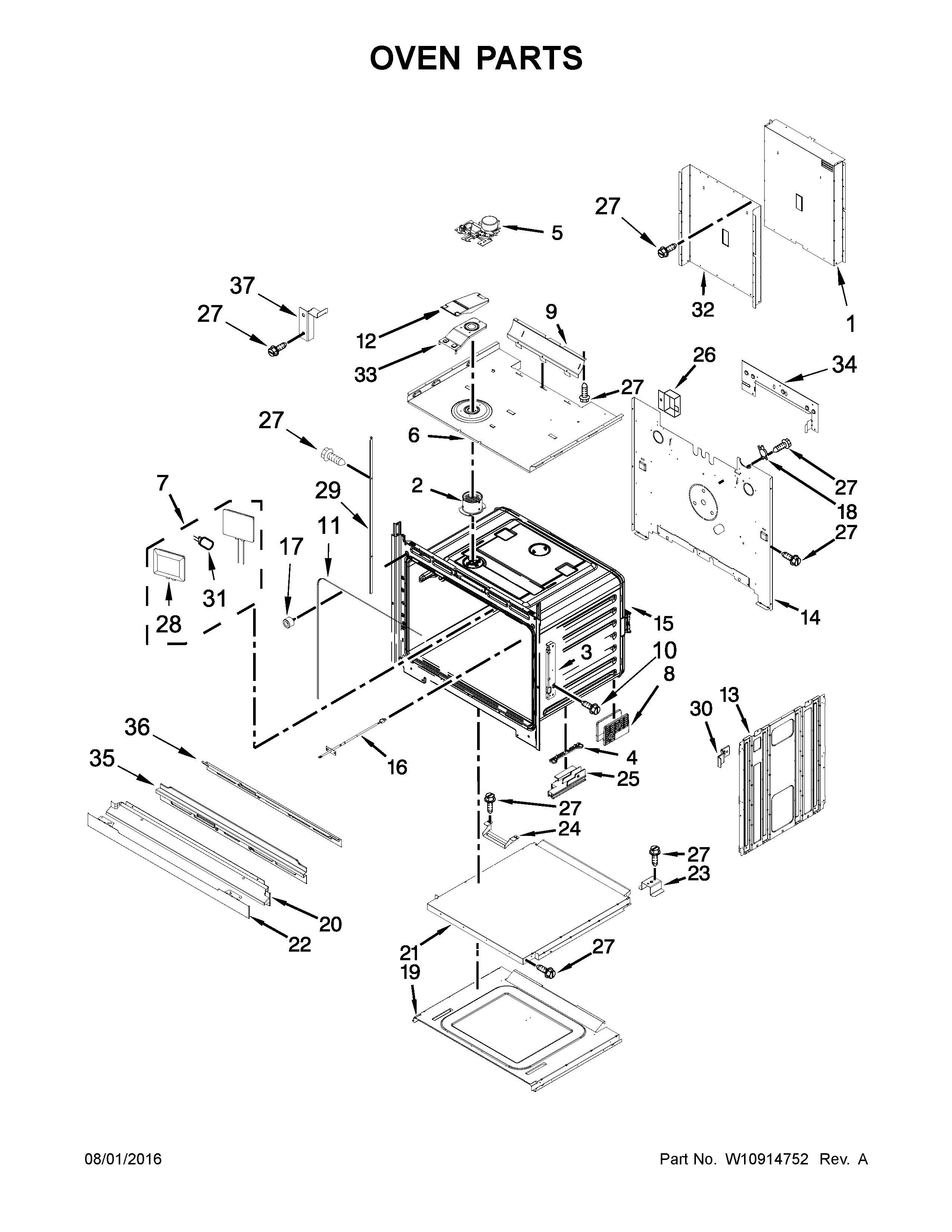 KitchenAid KODT100ESS01 oven parts diagram