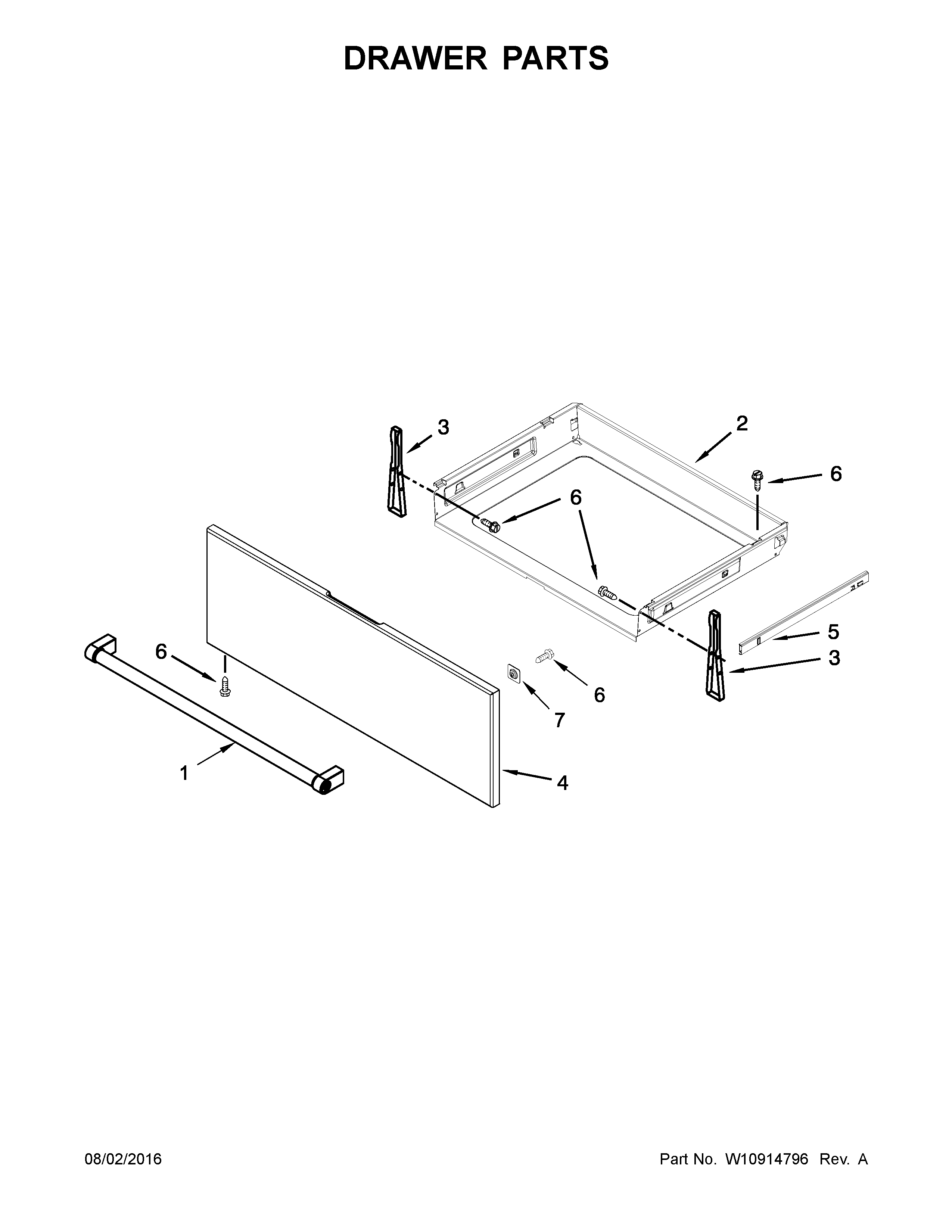 KitchenAid KSEG700EBS0 drawer parts diagram