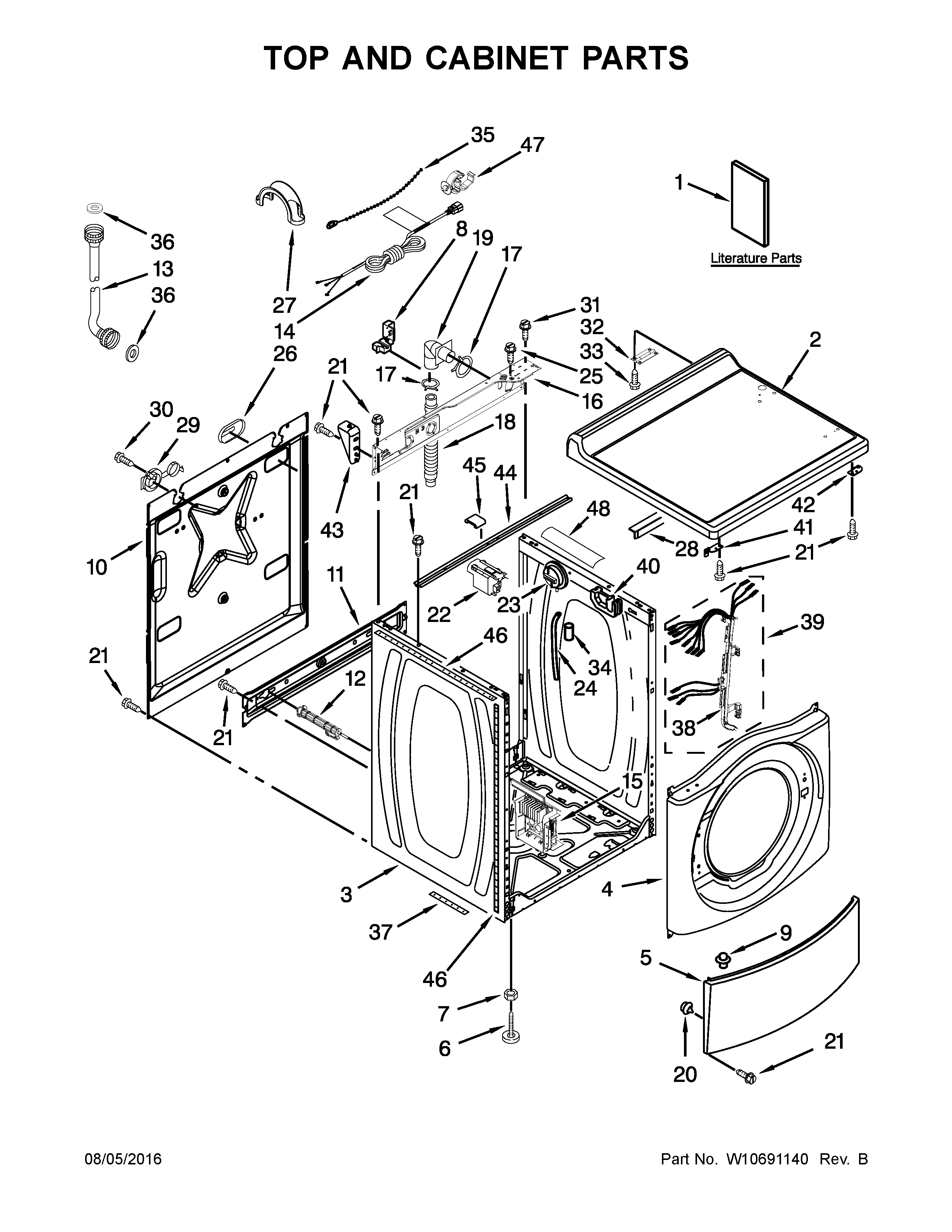 Maytag MHN33PNCGW0 top and cabinet parts diagram