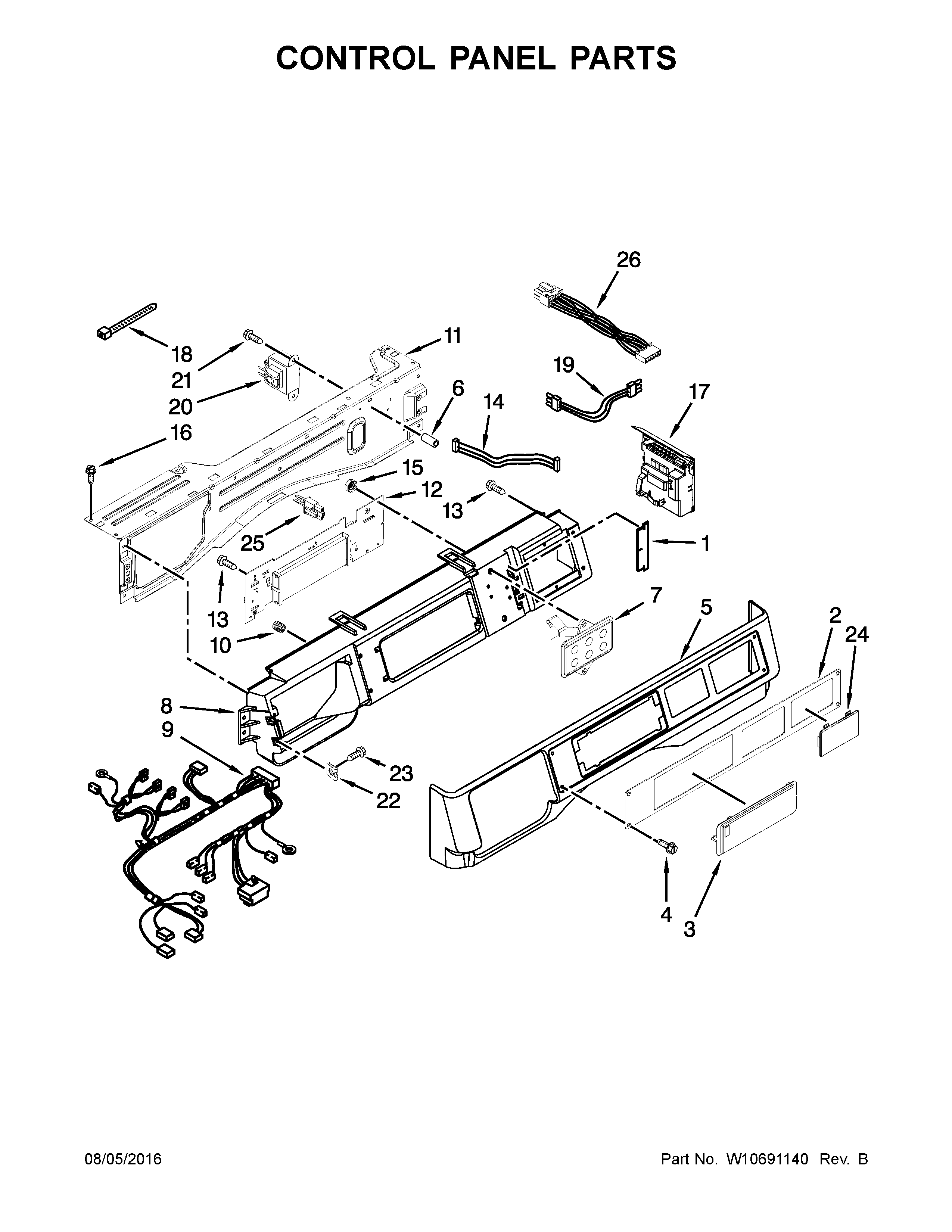 Maytag MHN33PNCGW0 control panel parts diagram