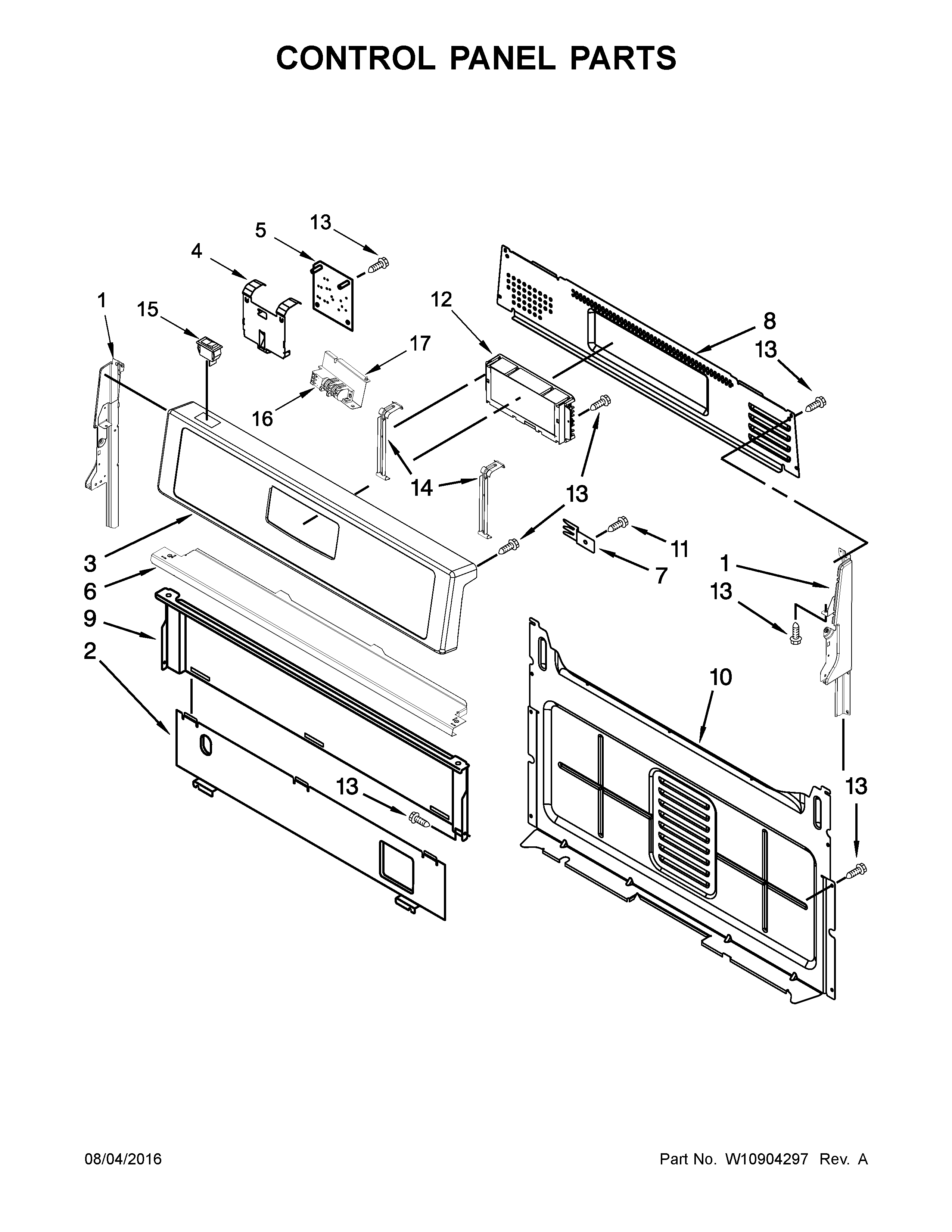 Whirlpool WFG530S0ES1 control panel parts diagram