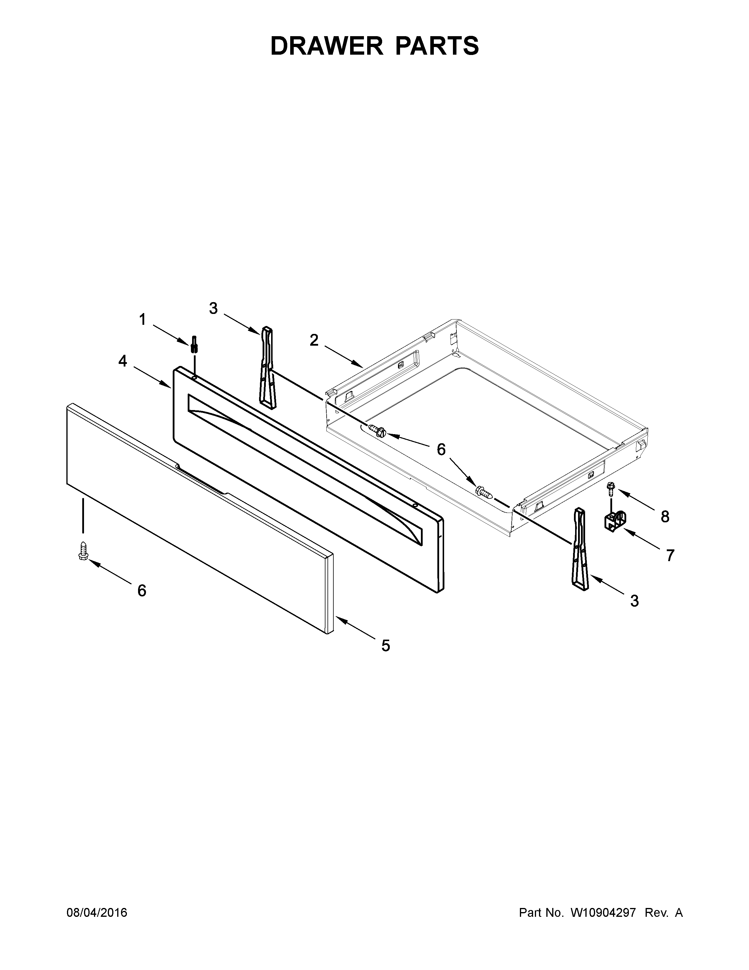 Whirlpool WFG530S0ES1 drawer parts diagram