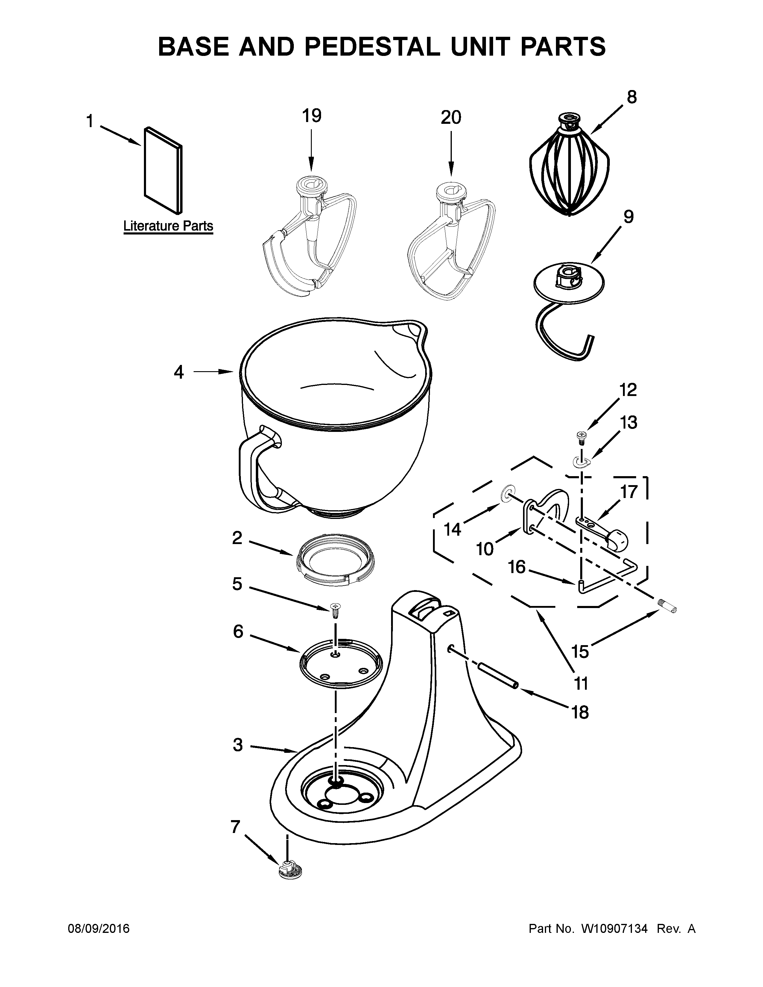 KitchenAid KSM106GBQGC0 base and pedestal unit parts diagram