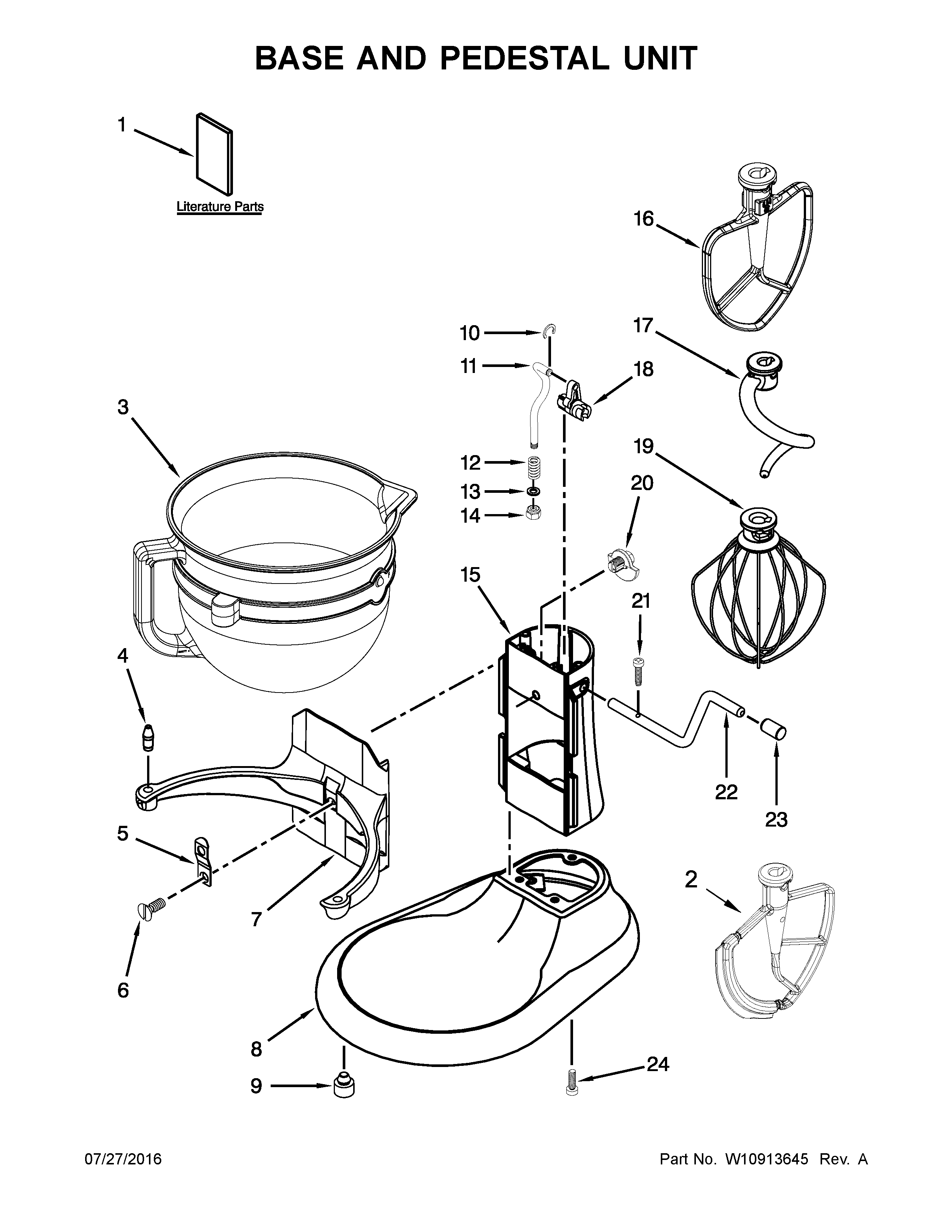 KitchenAid KF26M1QPB5 base and pedestal unit diagram
