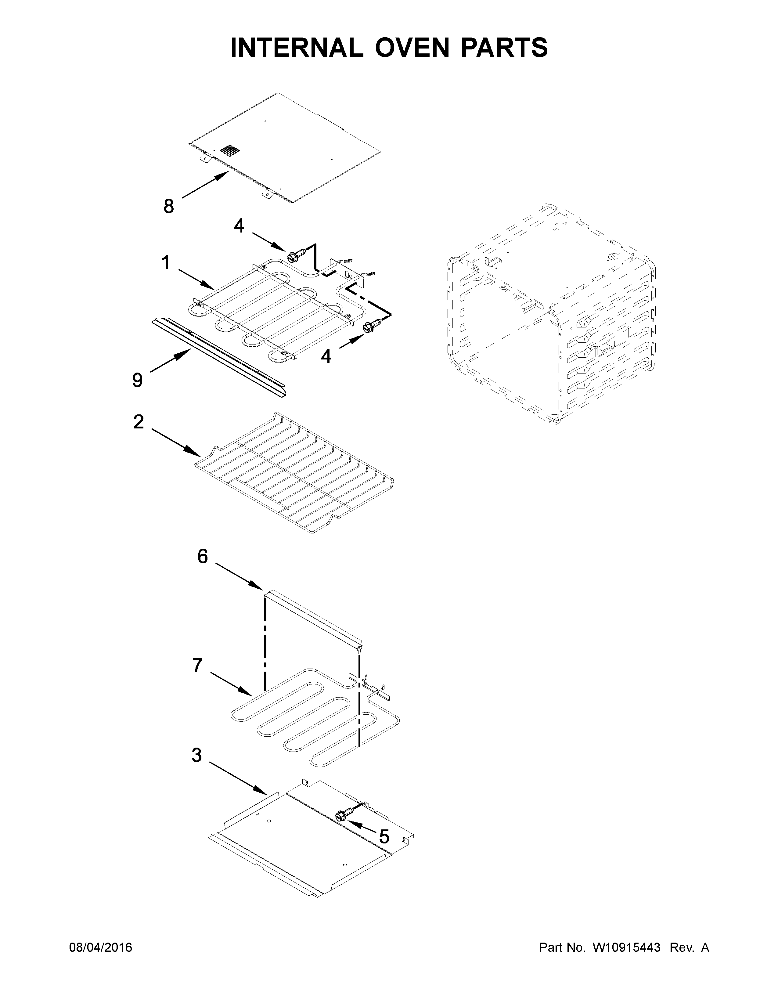 KitchenAid KOST107ESS01 internal oven parts diagram