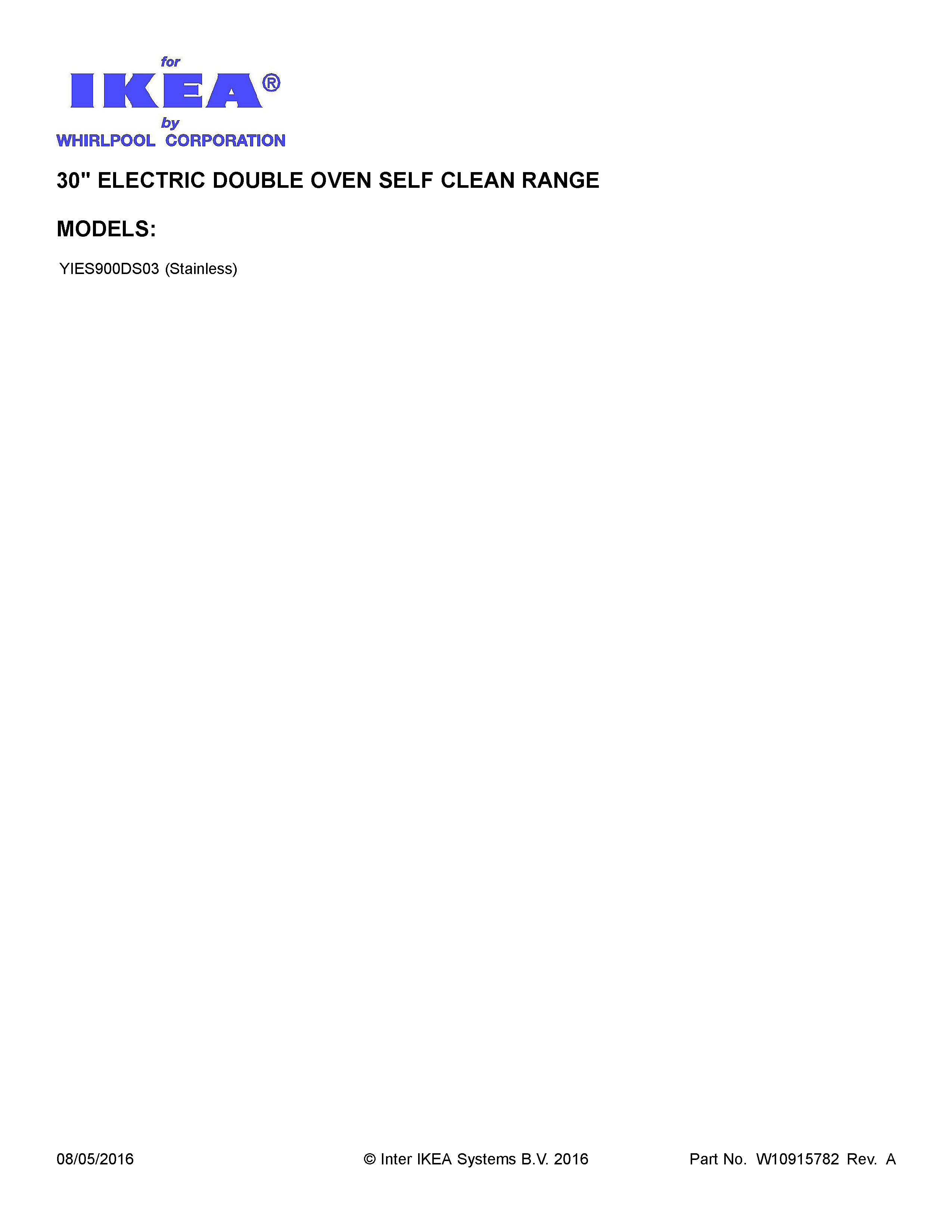 Ikea YIES900DS03 cover sheet diagram