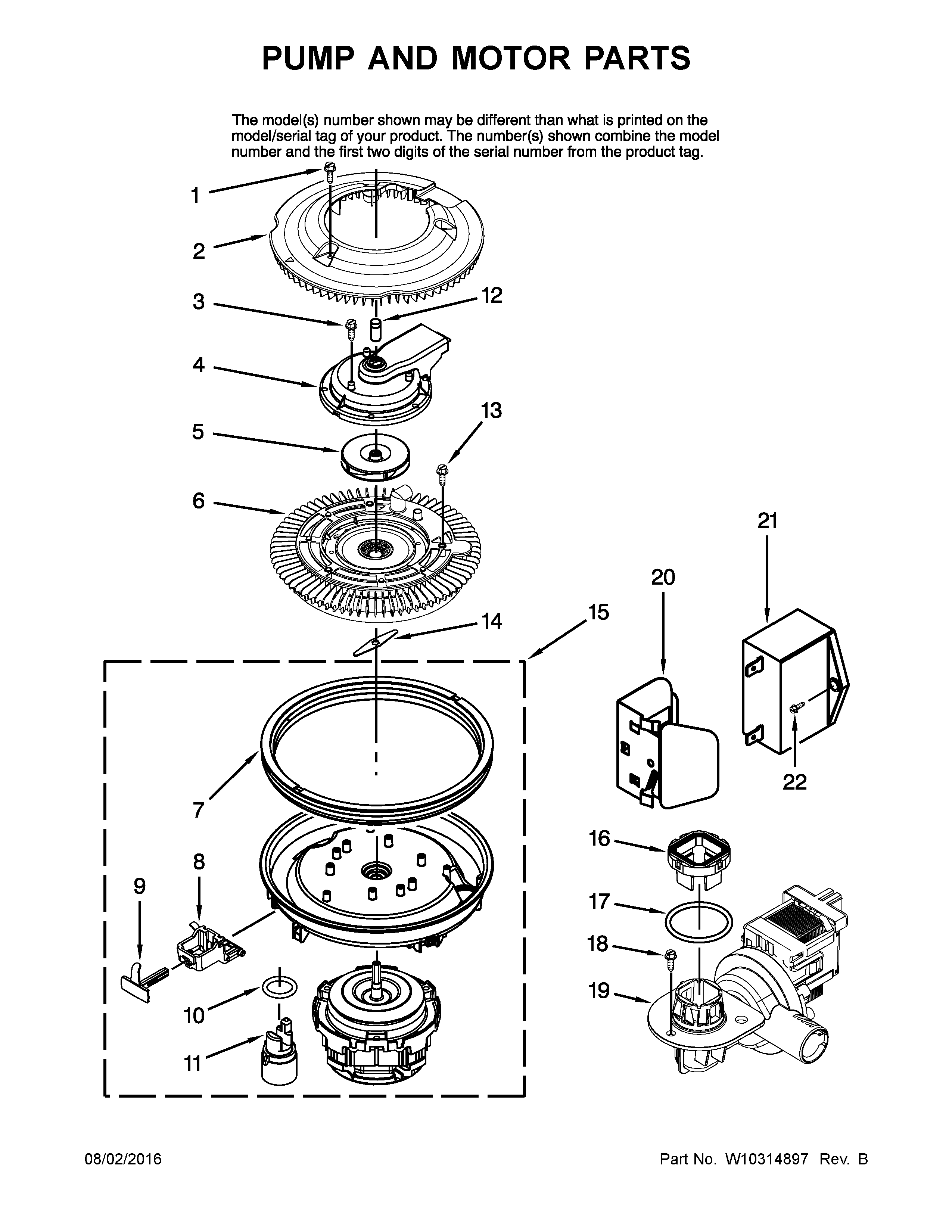 Jenn-Air JDB1255AWW2 pump and motor parts diagram