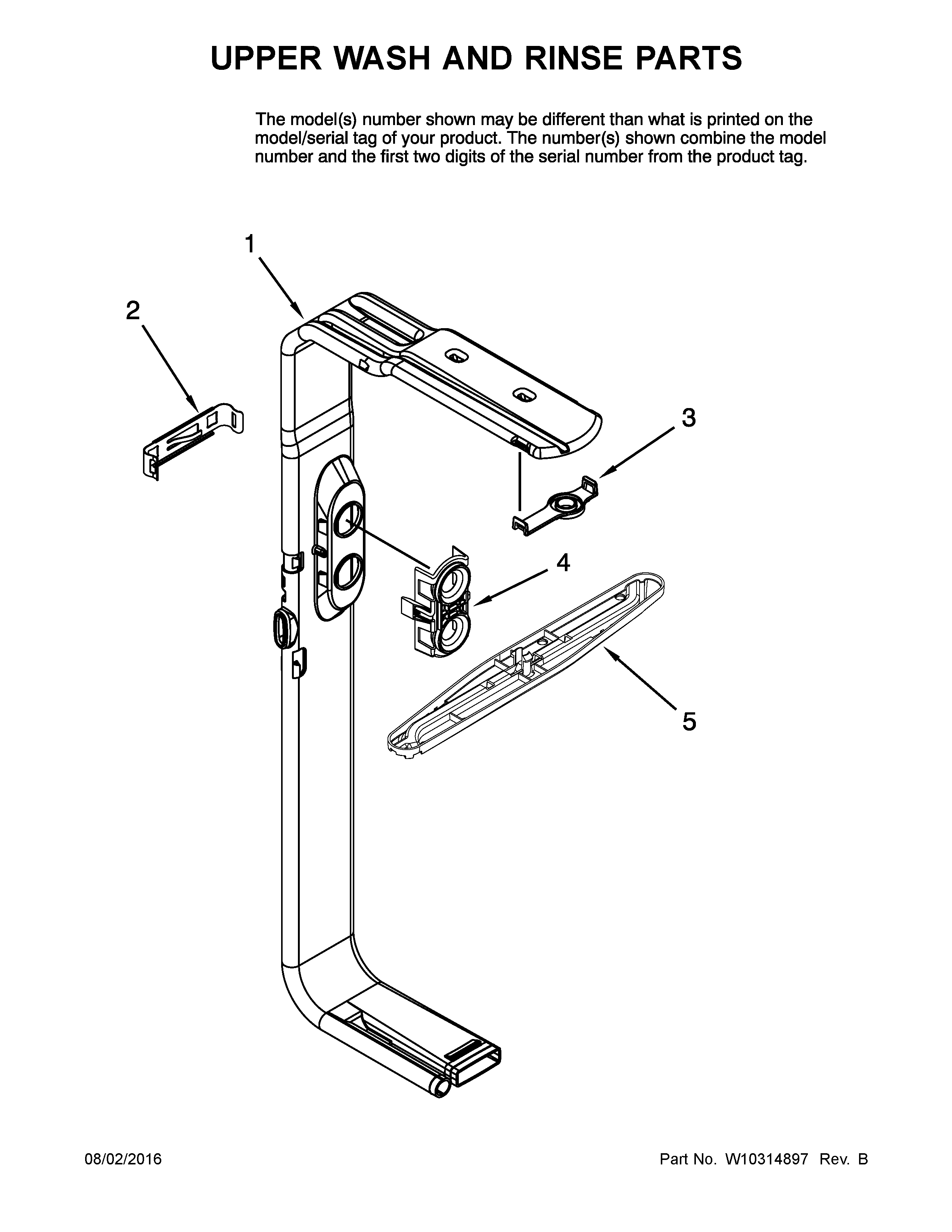 Jenn-Air JDB1255AWW2 upper wash and rinse parts diagram