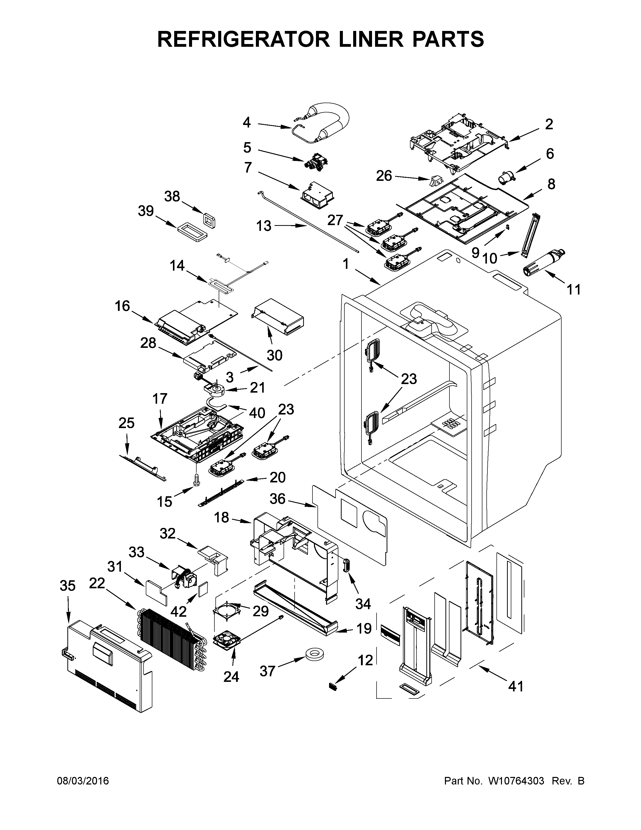 Jenn-Air JFX2897DRP00 refrigerator liner parts diagram