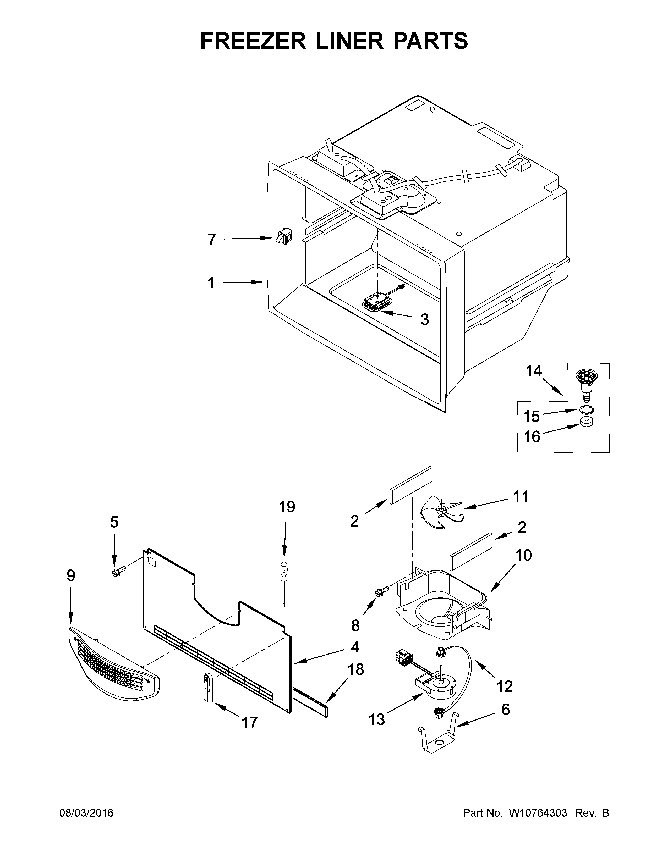 Jenn-Air JFX2897DRP00 freezer liner parts diagram