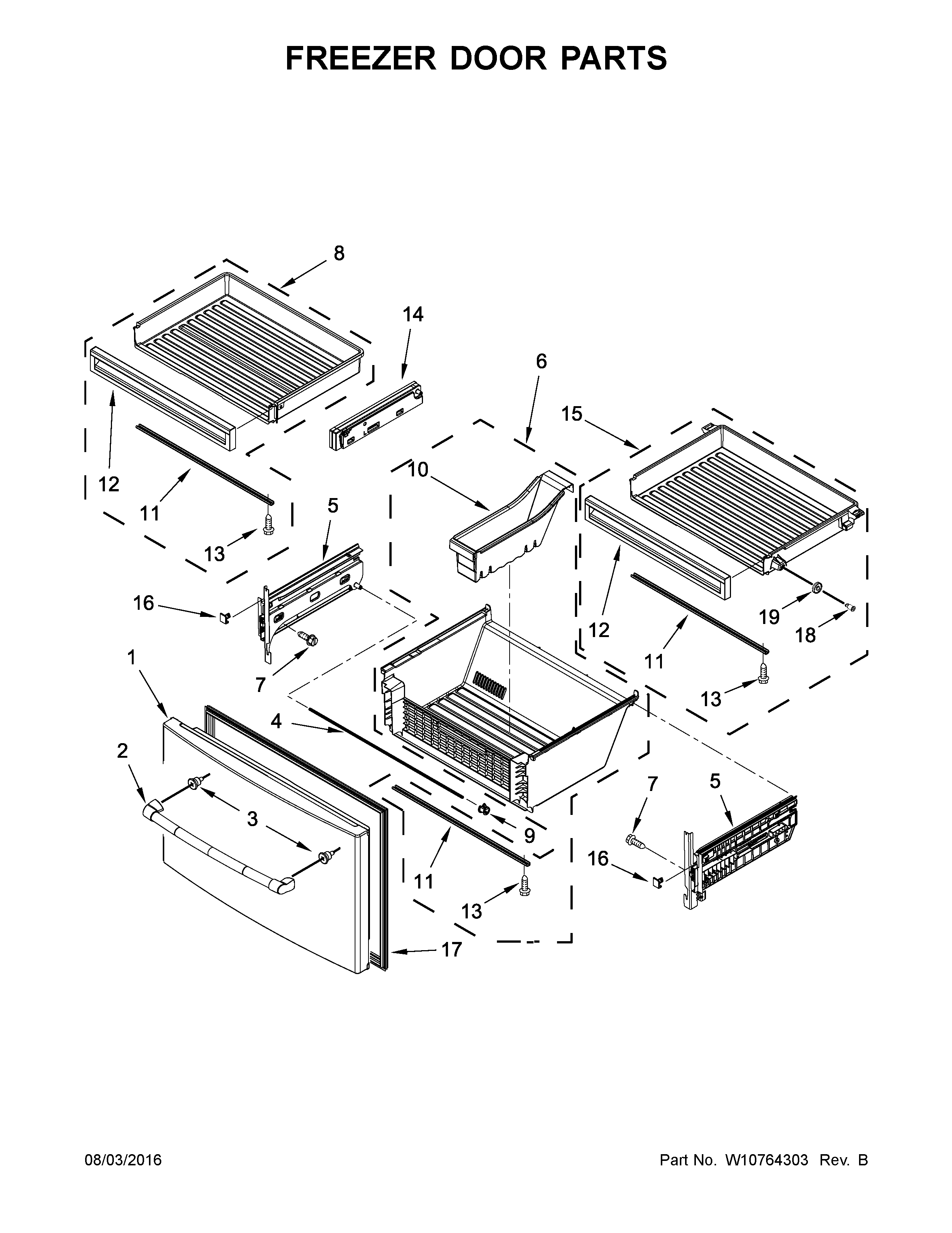 Jenn-Air JFX2897DRP00 freezer door parts diagram