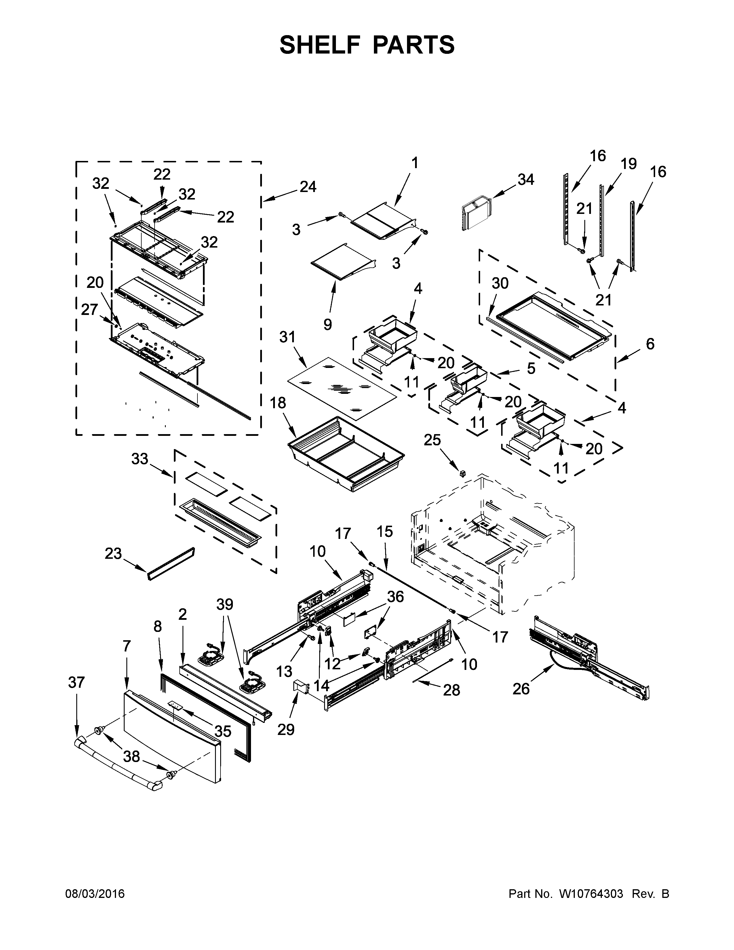 Jenn-Air JFX2897DRP00 shelf parts diagram