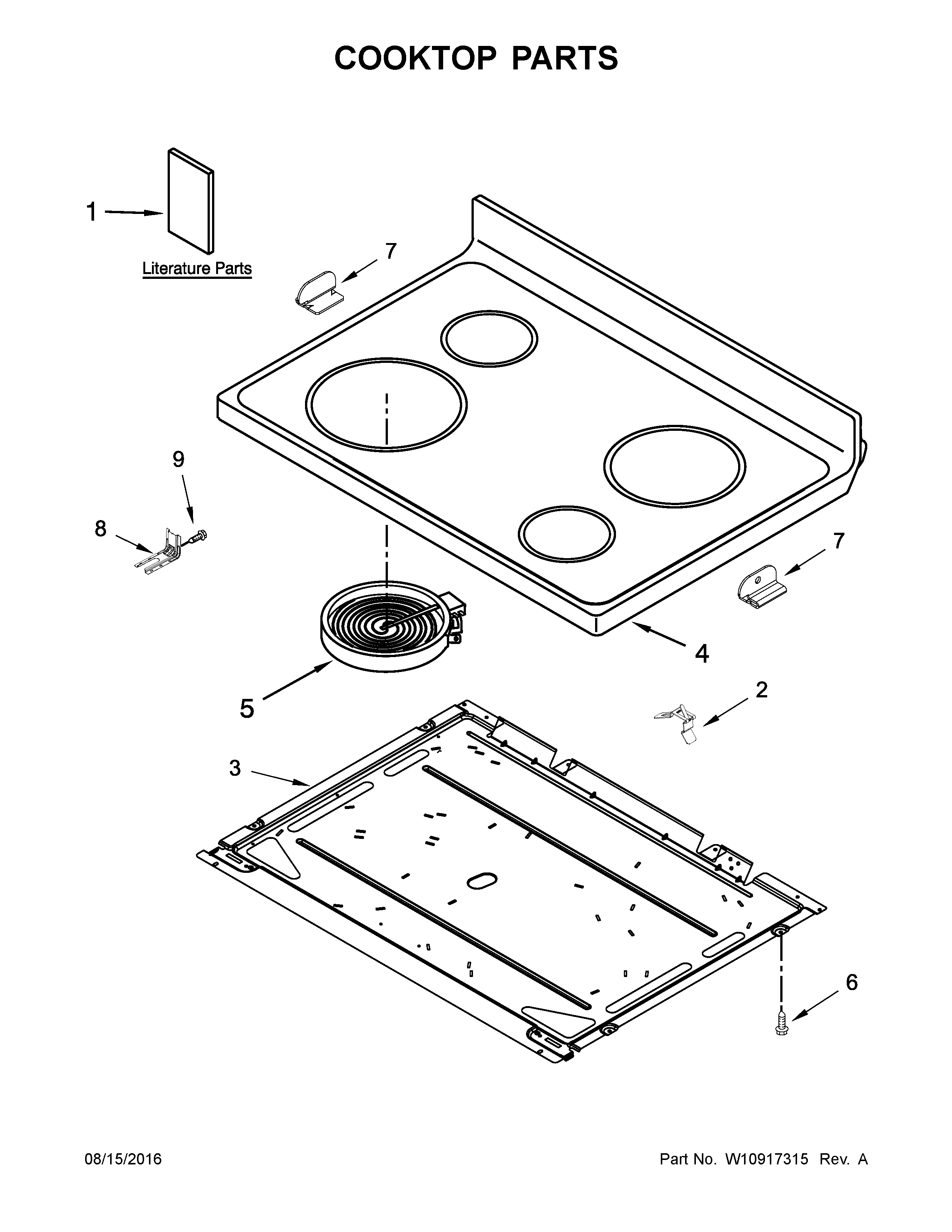 Amana YAER6303MFS0 cooktop parts diagram