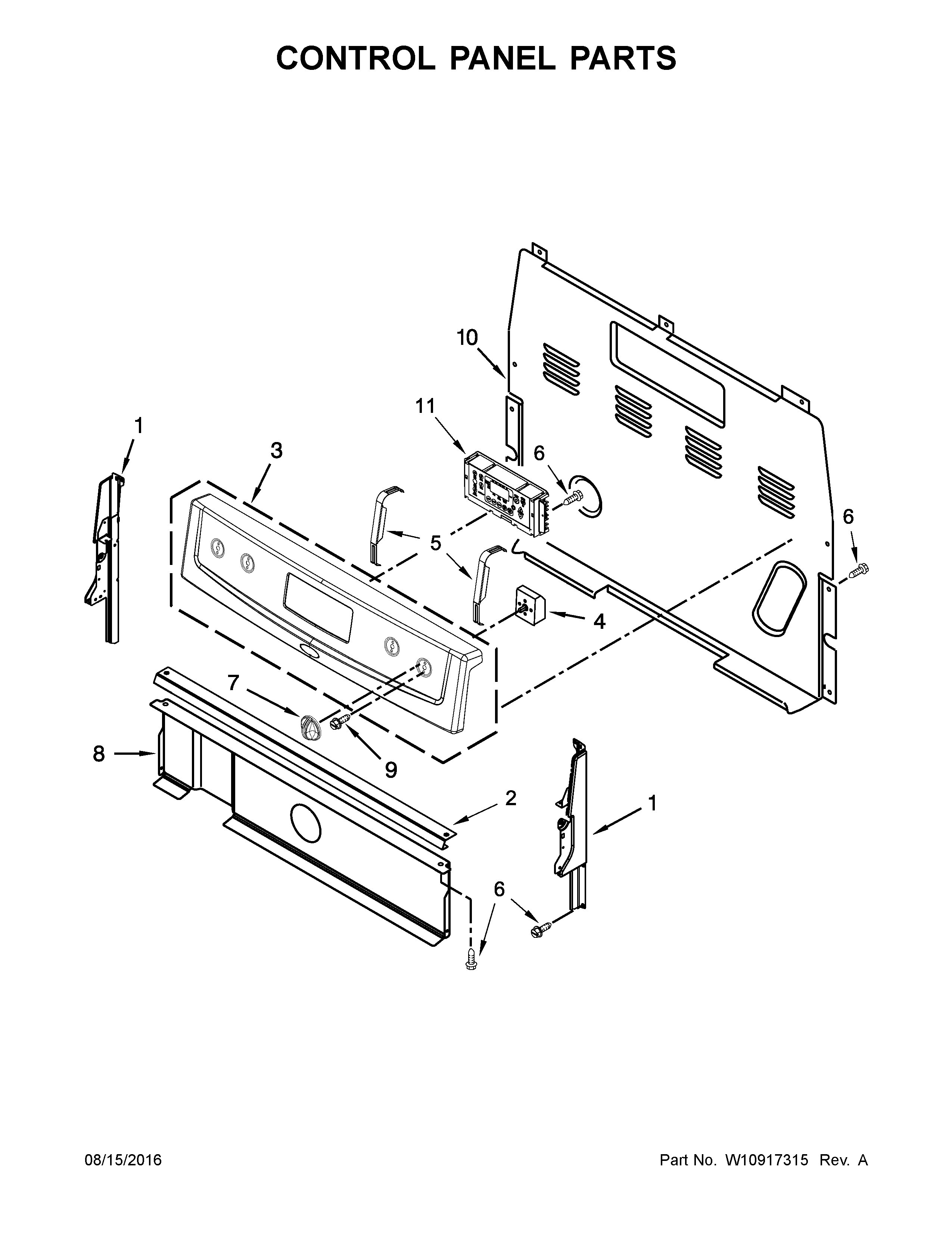 Amana YAER6303MFS0 control panel parts diagram