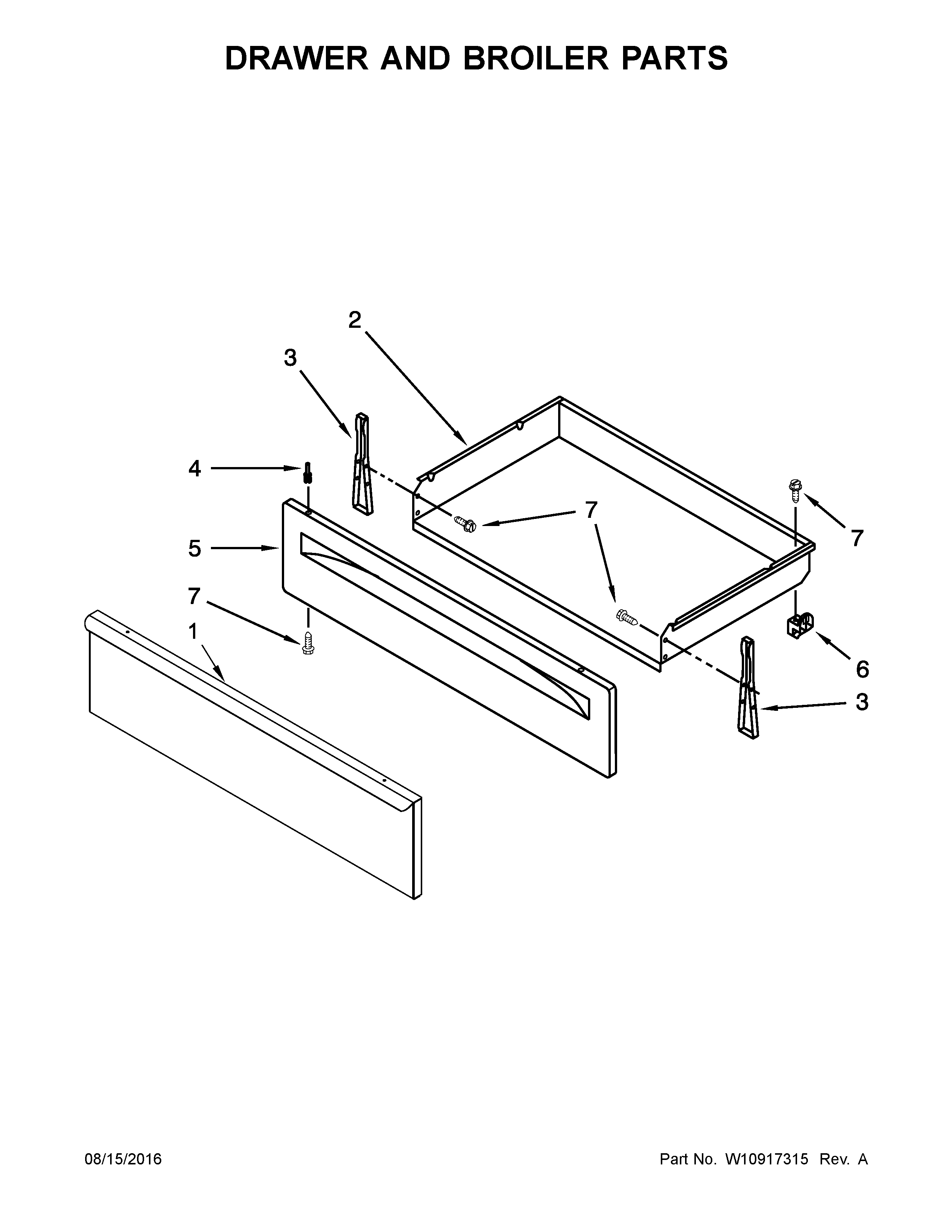 Amana YAER6303MFS0 drawer and broiler parts diagram