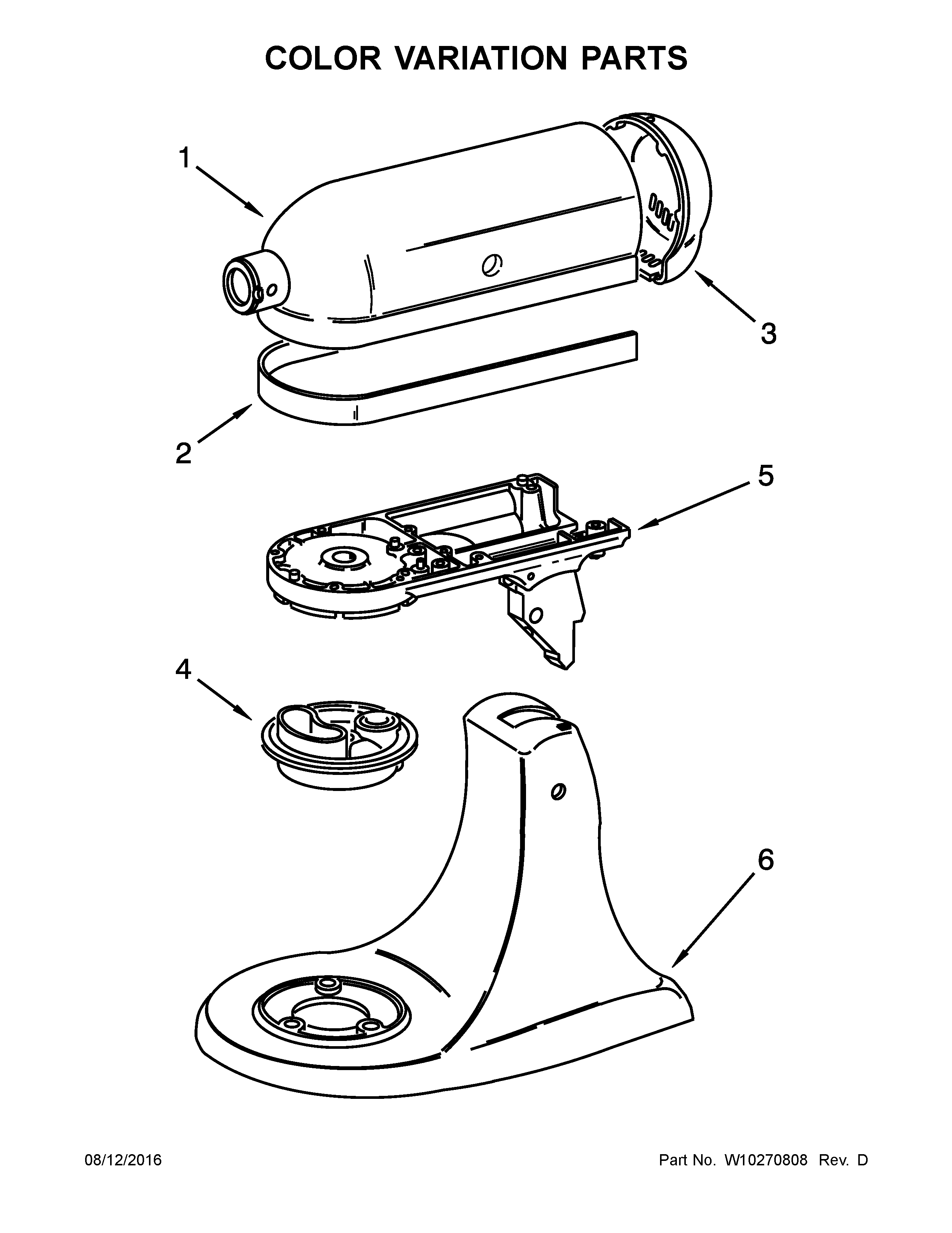 KitchenAid KSM150APSGD0 color variation parts diagram