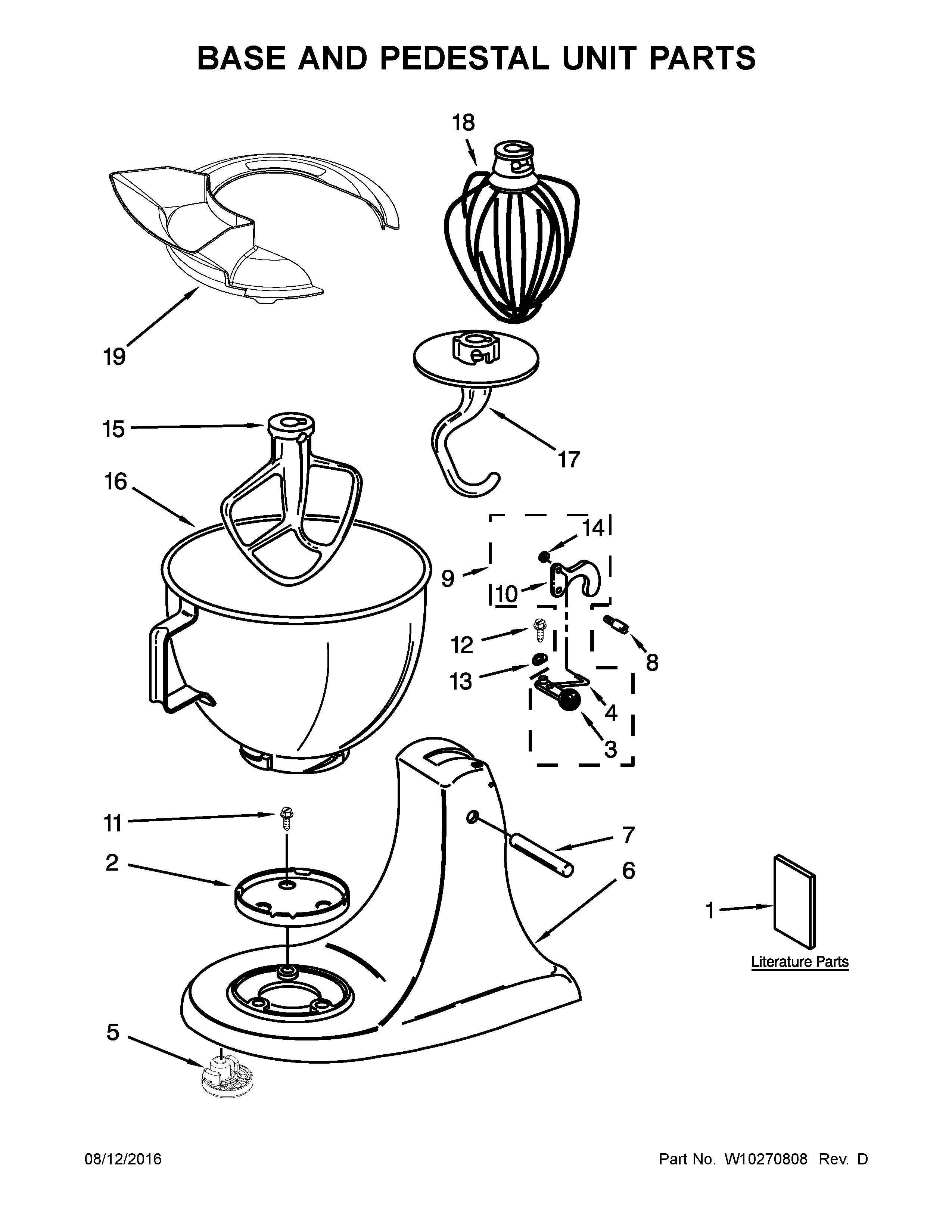 KitchenAid KSM150APSGD0 base and pedestal unit parts diagram
