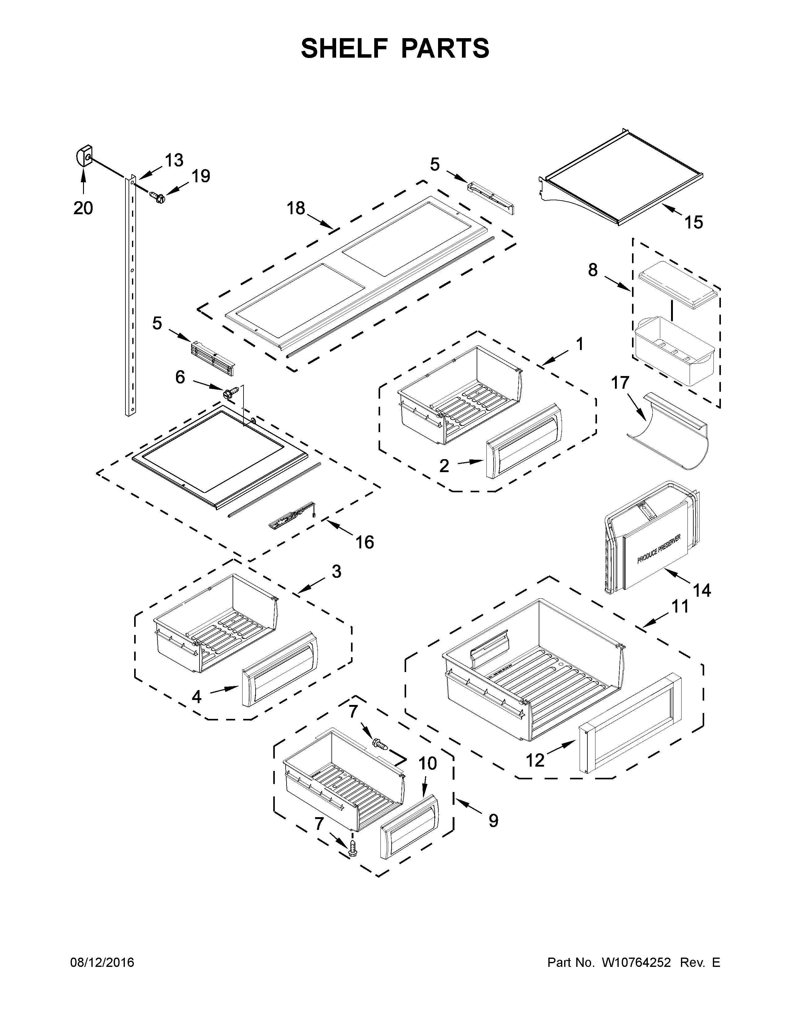 KitchenAid KBFN402ESS00 shelf parts diagram